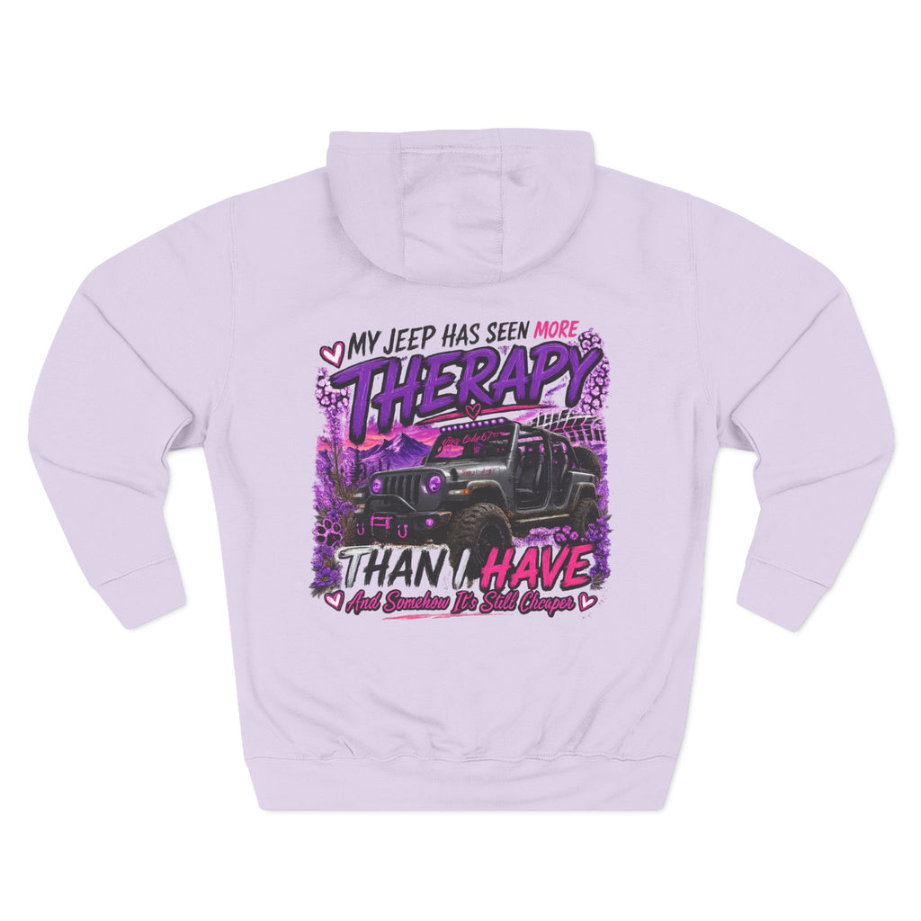 Jeep Therapy Hoodie - "My Jeep Has Seen More Therapy Than I Have" Off-Road Fleece Pullover