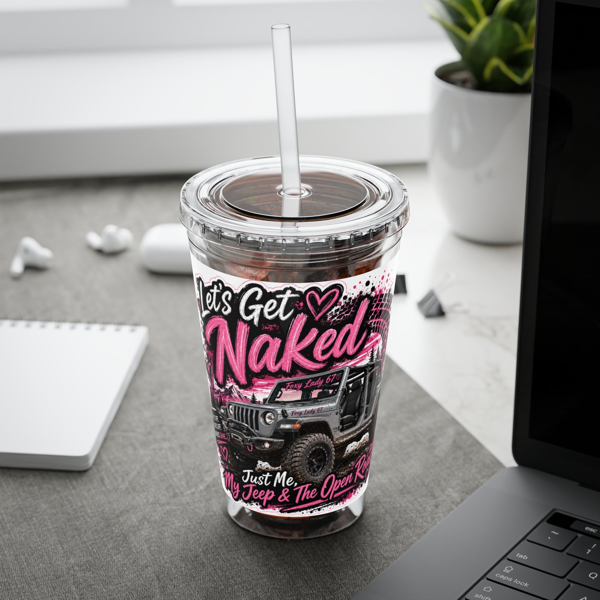 “Let’s Get Naked” Jeep Off‑Road — Straw Cup 16oz Tumbler