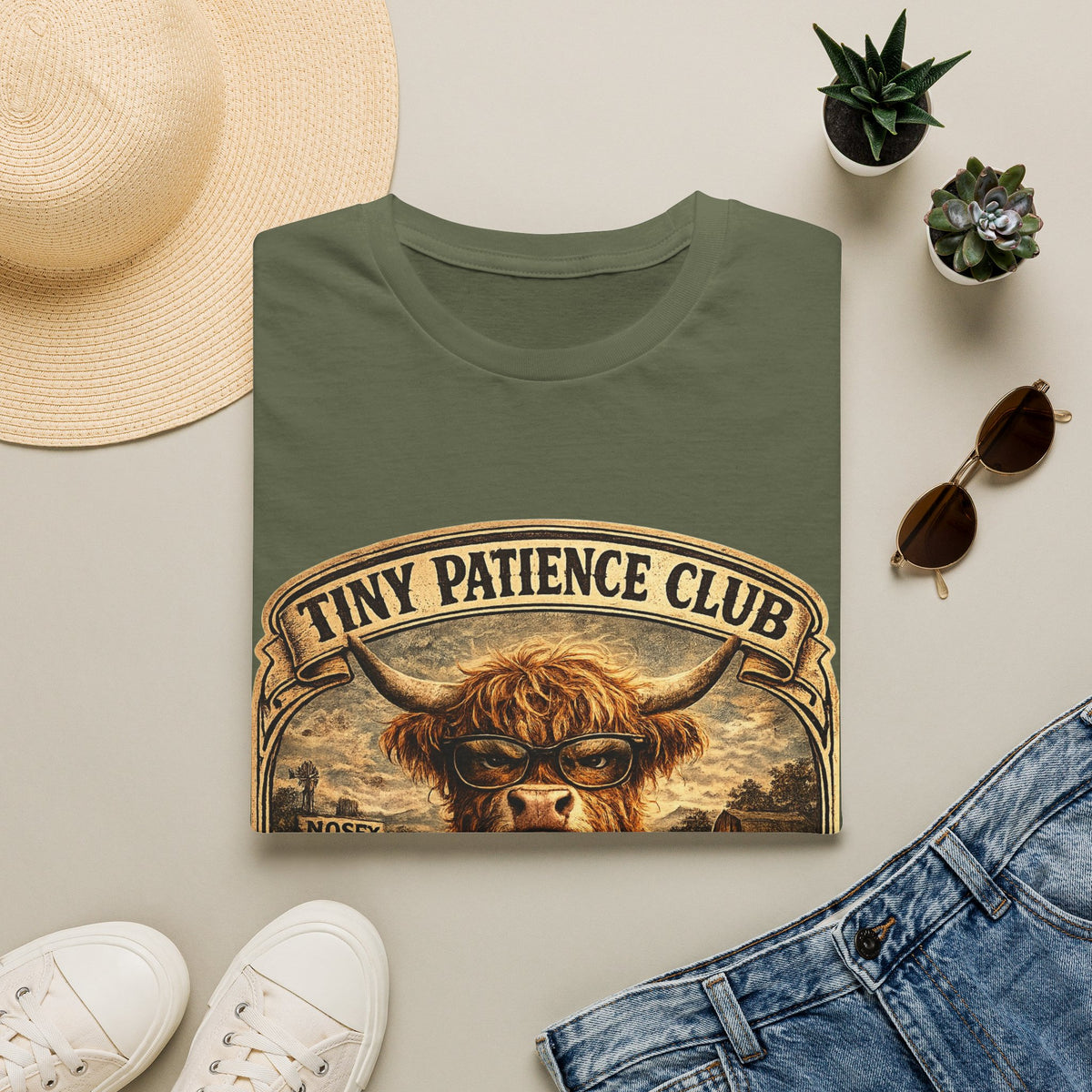 Tiny Patience Club Highland Cow Unisex Softstyle T-Shirt