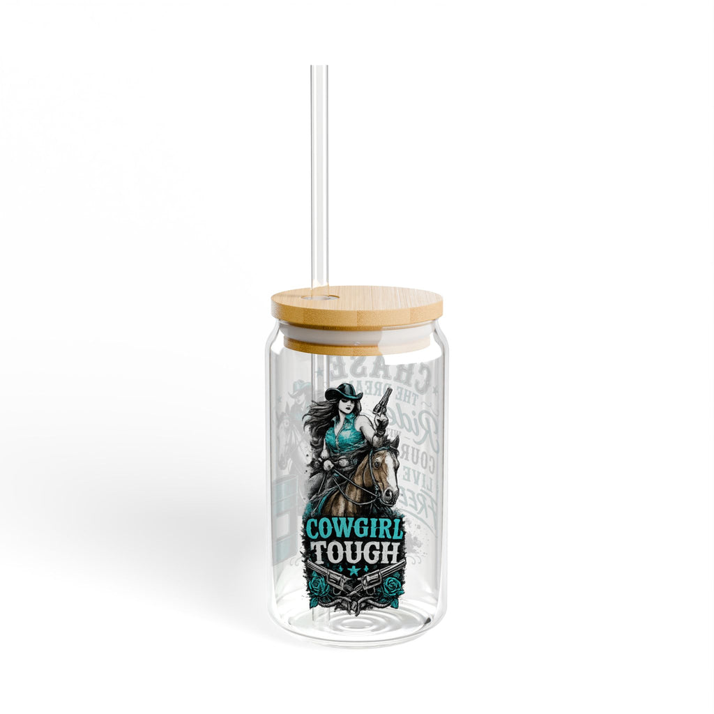 “Chase the Dream, Ride with Courage” Horse Racing Design – 16oz Sipper Glass