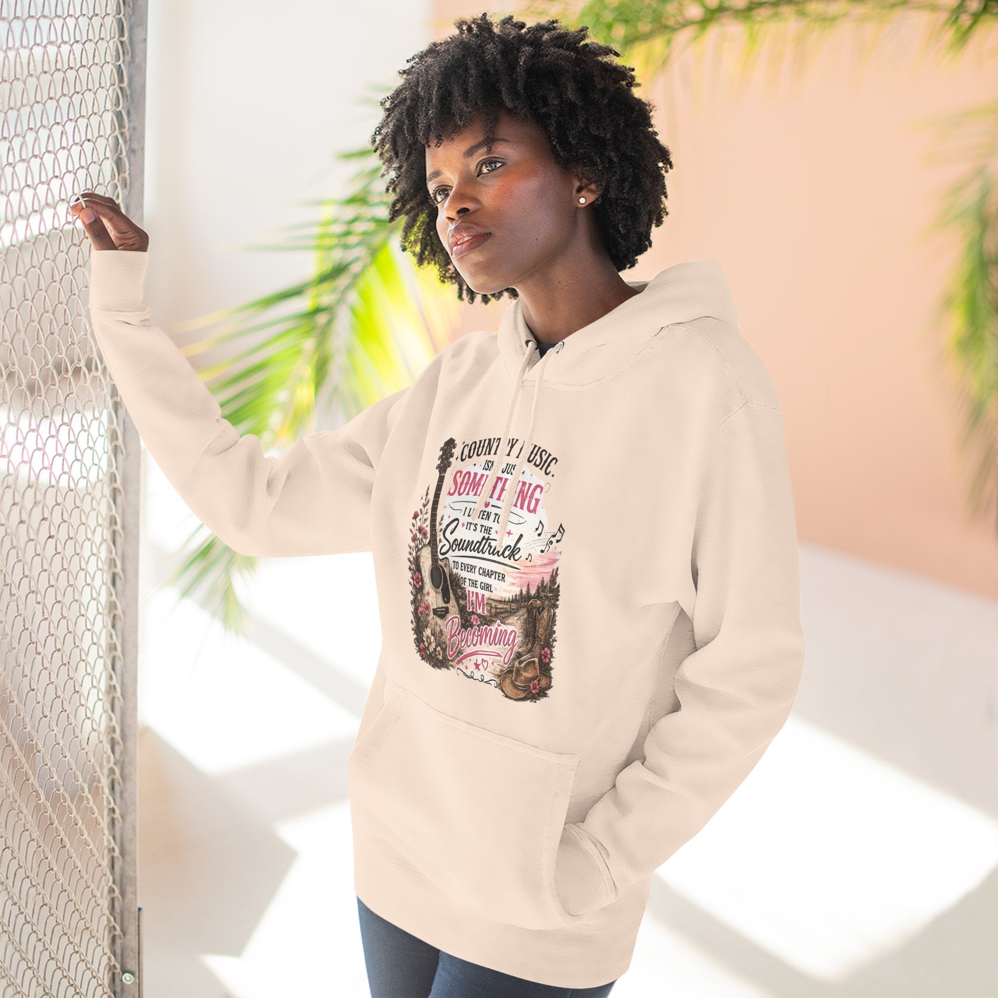 Country Music Soundtrack Hoodie — Vintage Guitar Scenic Graphic