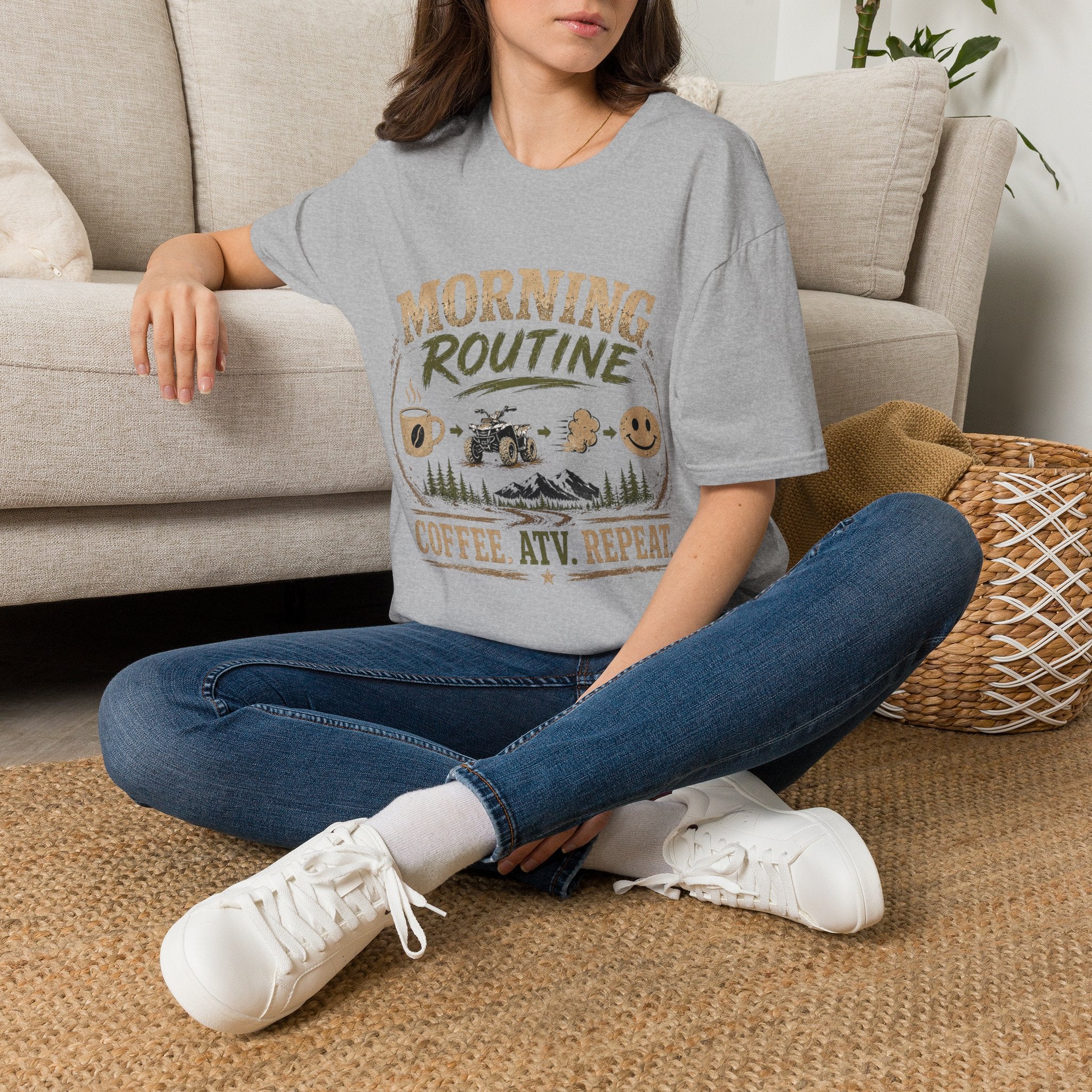 Morning Routine T-Shirt — “Coffee. ATV. Repeat.” Outdoor Adventure Graphic Tee