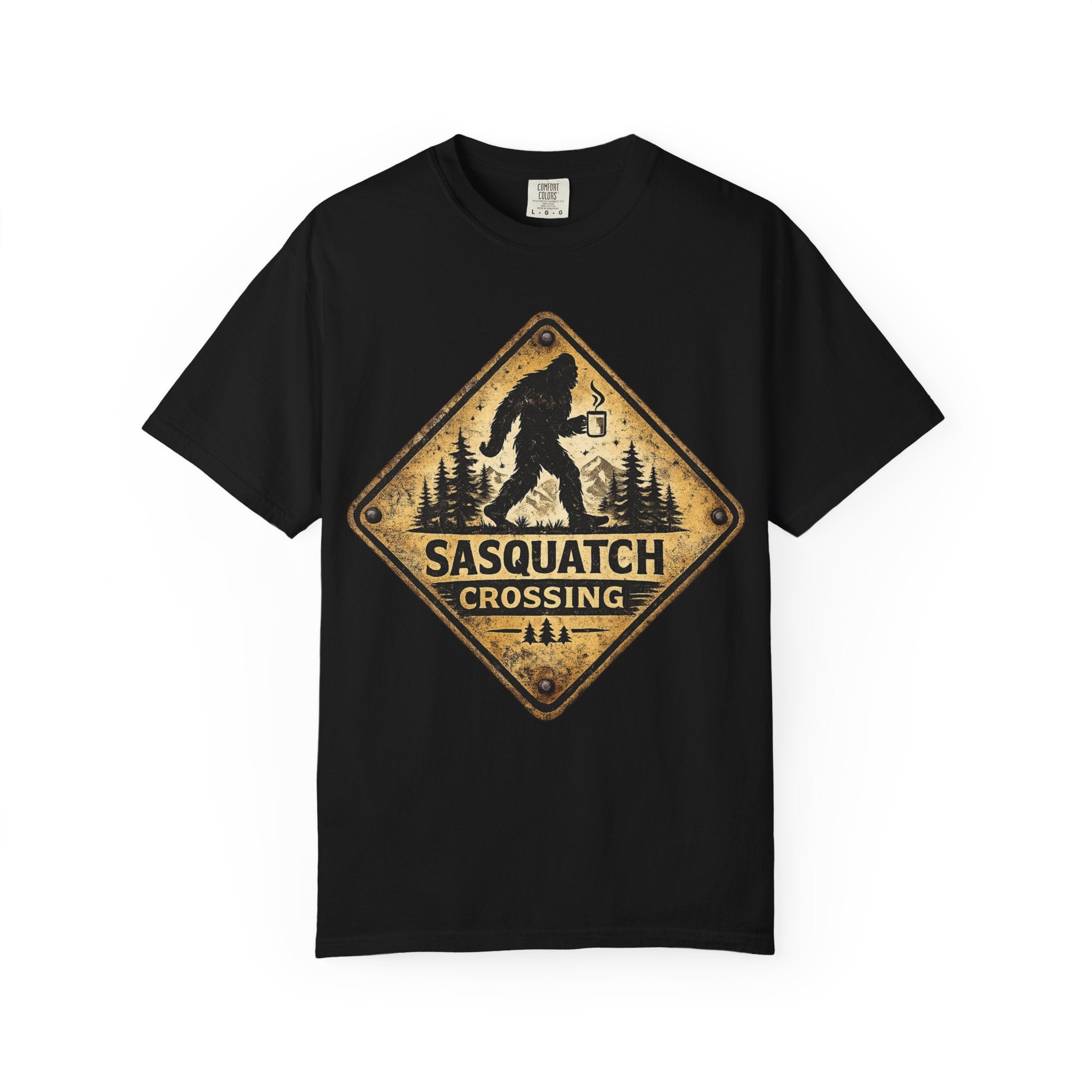 Sasquatch Crossing T-Shirt — Vintage Bigfoot Warning Sign Tee