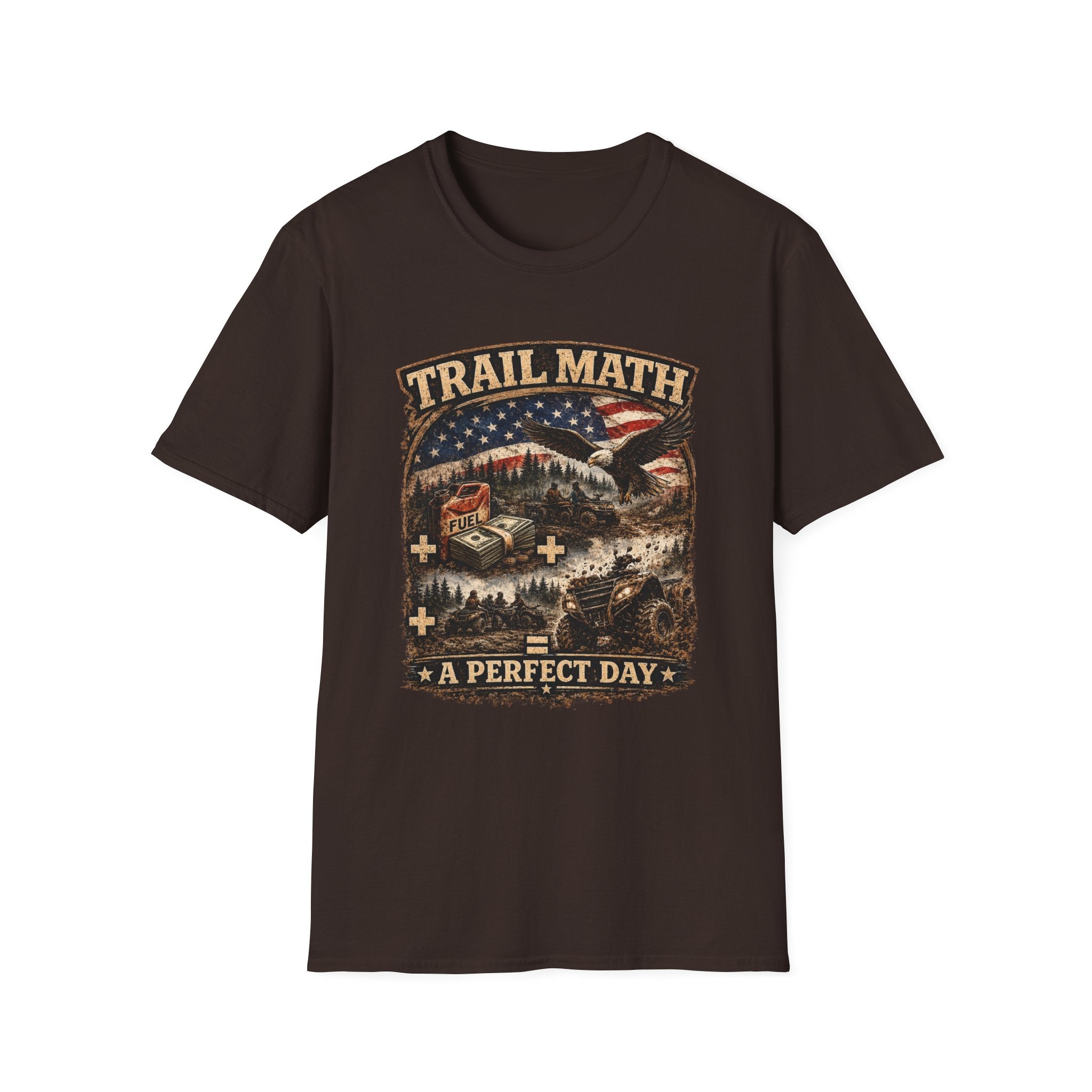 Trail Math T‑Shirt — Vintage Outdoor Eagle & American Flag Hiking Tee