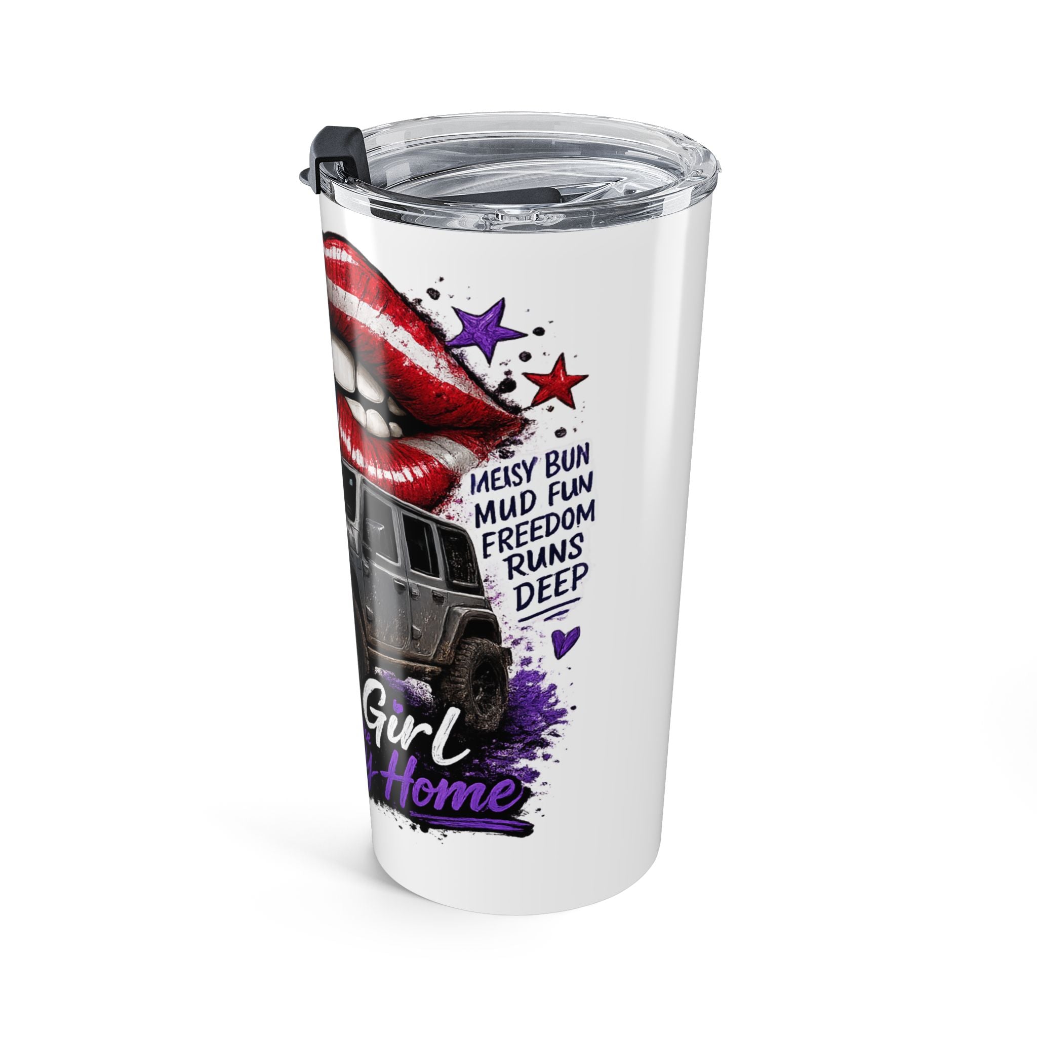 "Just a Girl" Off‑Road Travel Mug — 20oz Patriotic Jeep Tumbler