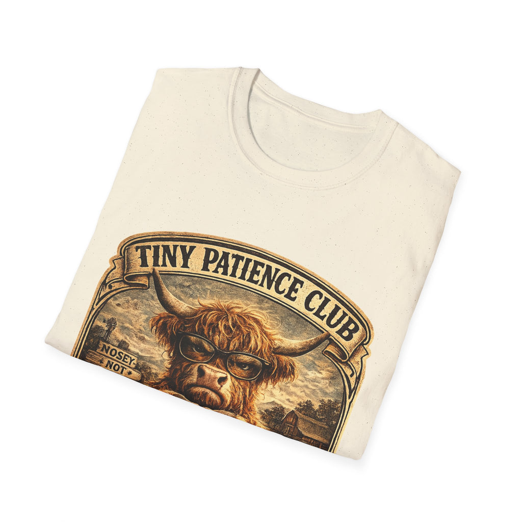 Tiny Patience Club Highland Cow Unisex Softstyle T-Shirt