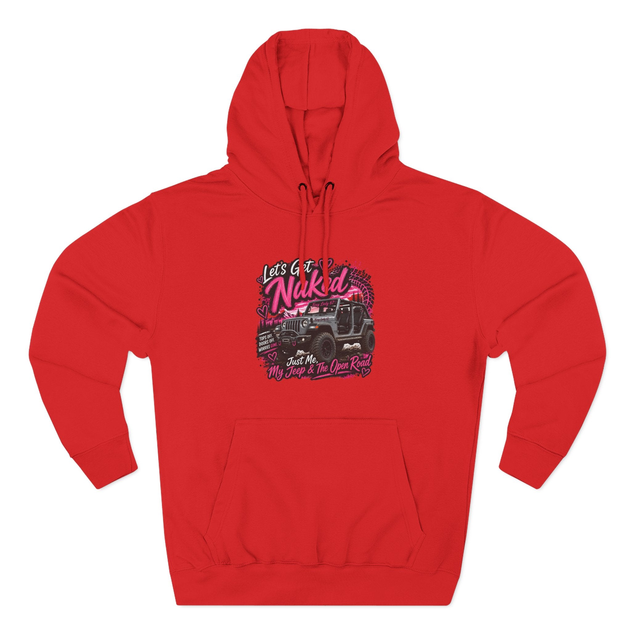 Jeep 'Let's Get Naked' Graphic Hoodie — (Pink) Off-Road Adventure Pullover