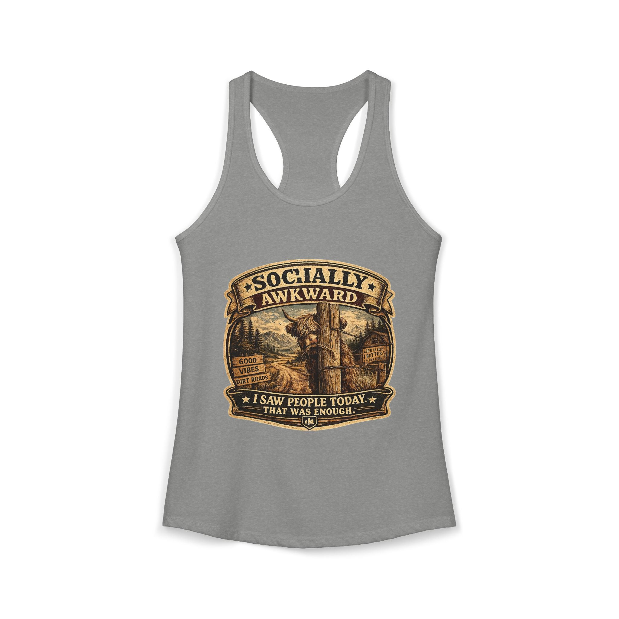 Socially Awkward Highland Cow Women's Ideal Racerback Tank