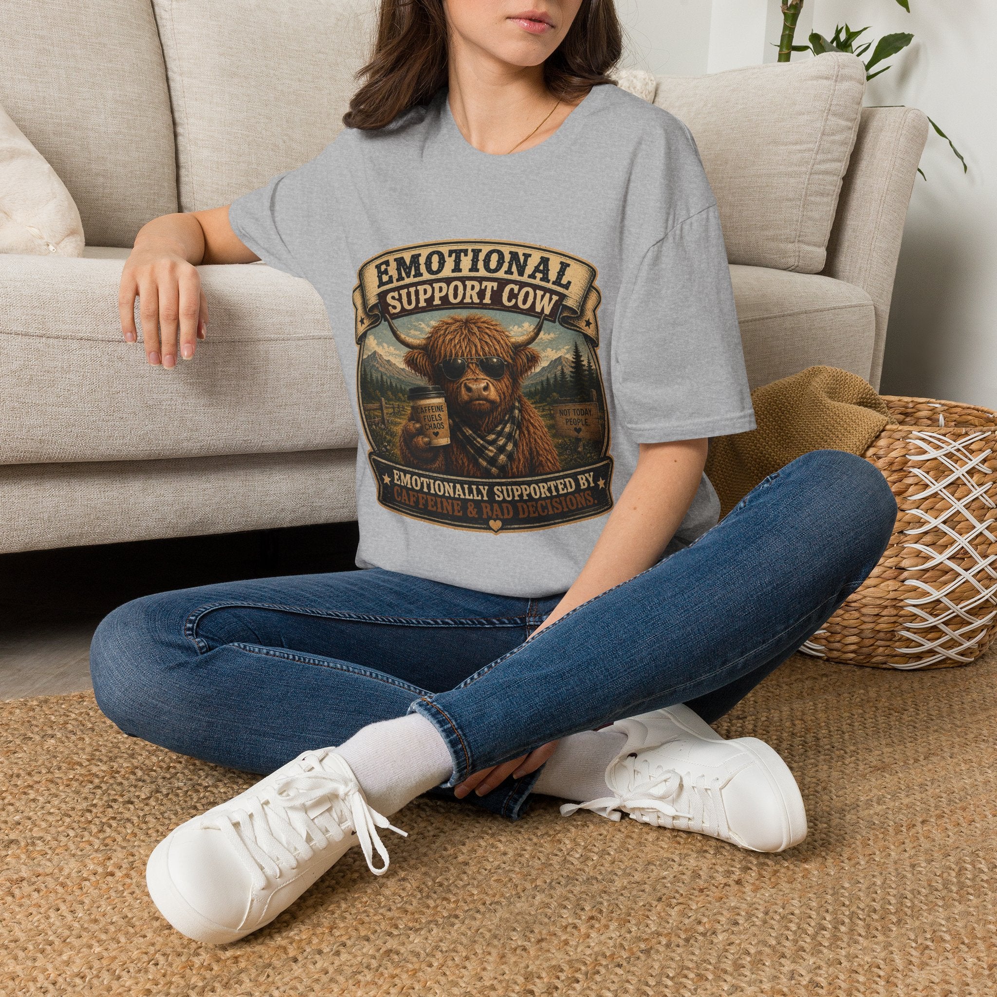 Socially Awkward Highland Cow - Unisex Softstyle T-Shirt