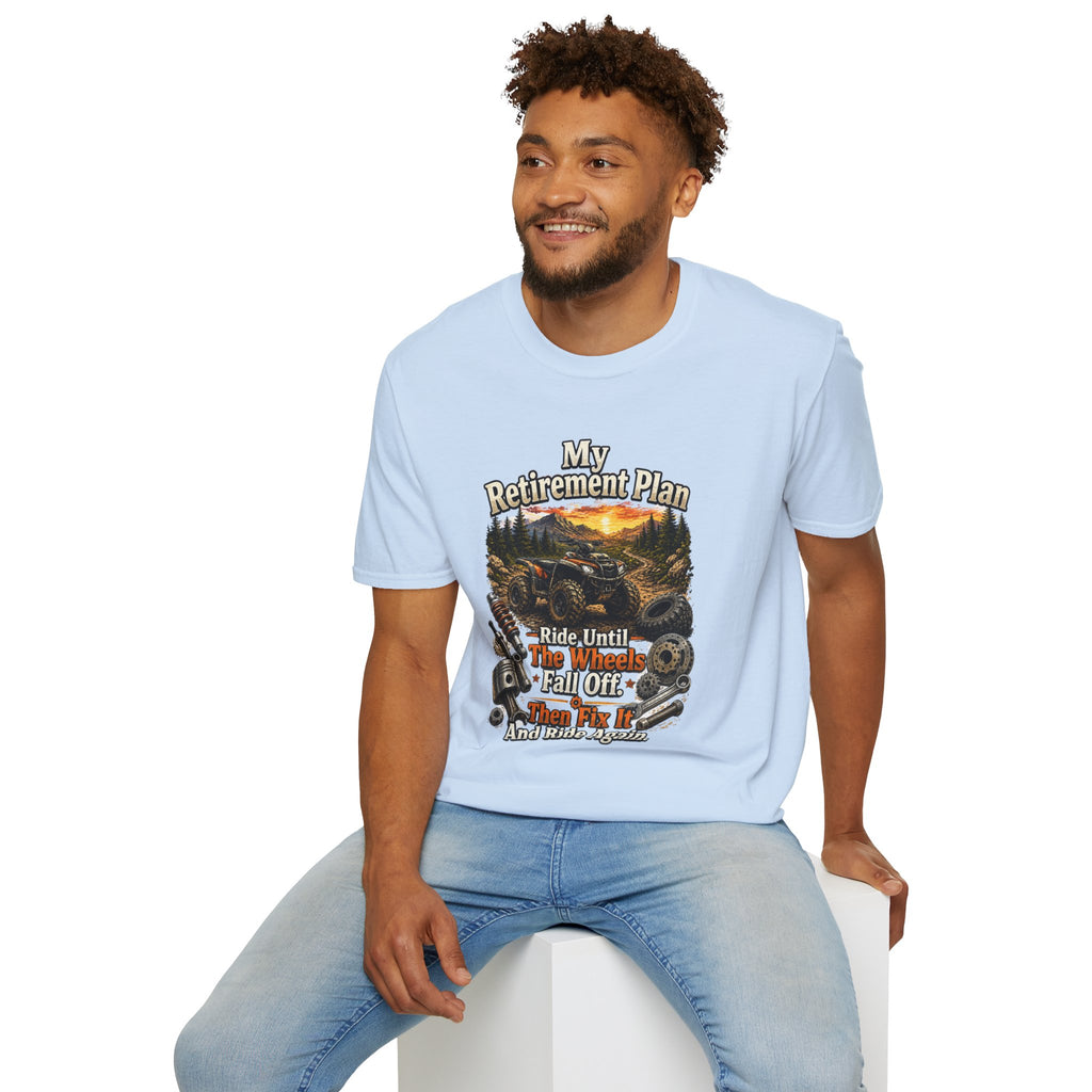 “My Retirement Plan: Ride Until I Can’t, Then Die With A Smile” Motorcycle Sunset Tee — T-Shirt