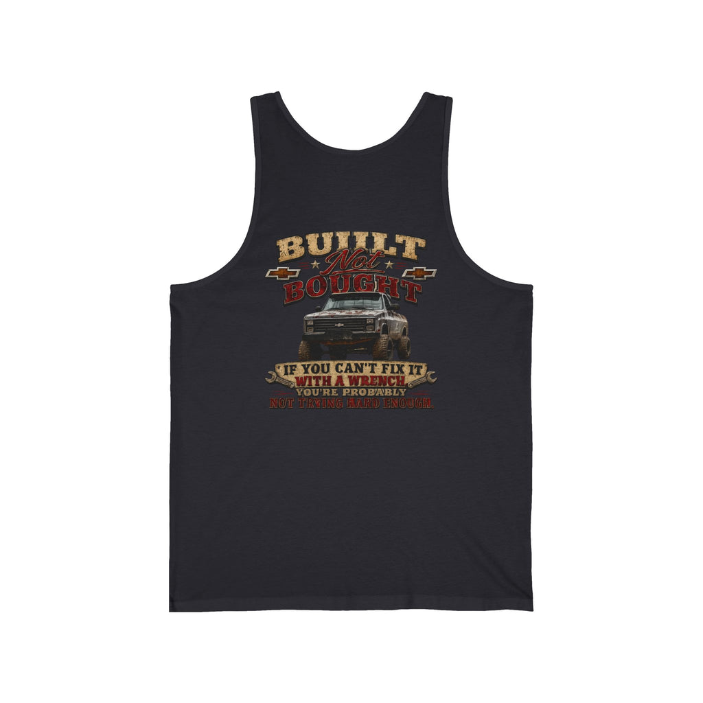 Truck Mechanic Tank Top — "Built Not Bought" Vintage Semi-Truck Graphic