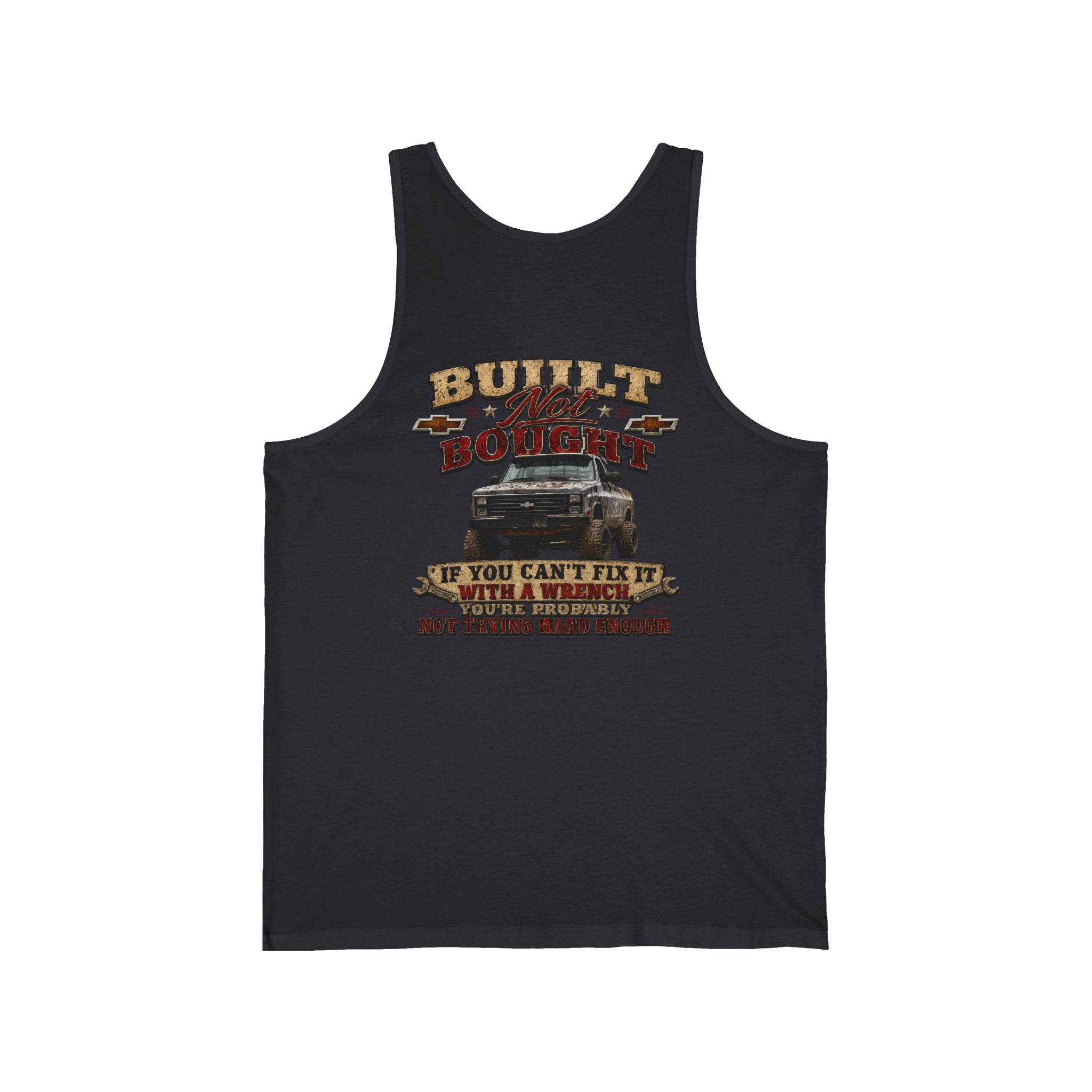 Truck Mechanic Tank Top — "Built Not Bought" Vintage Semi-Truck Graphic
