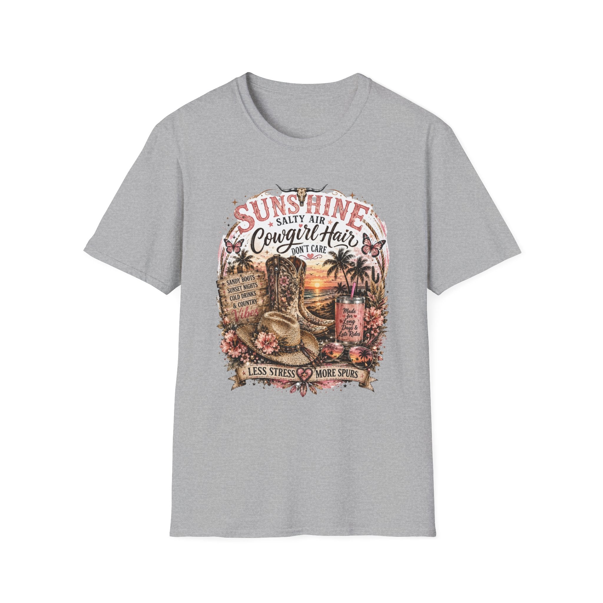 Cowgirl Hair T-Shirt — Sunshine, Salty Air Sunset Graphic Tee