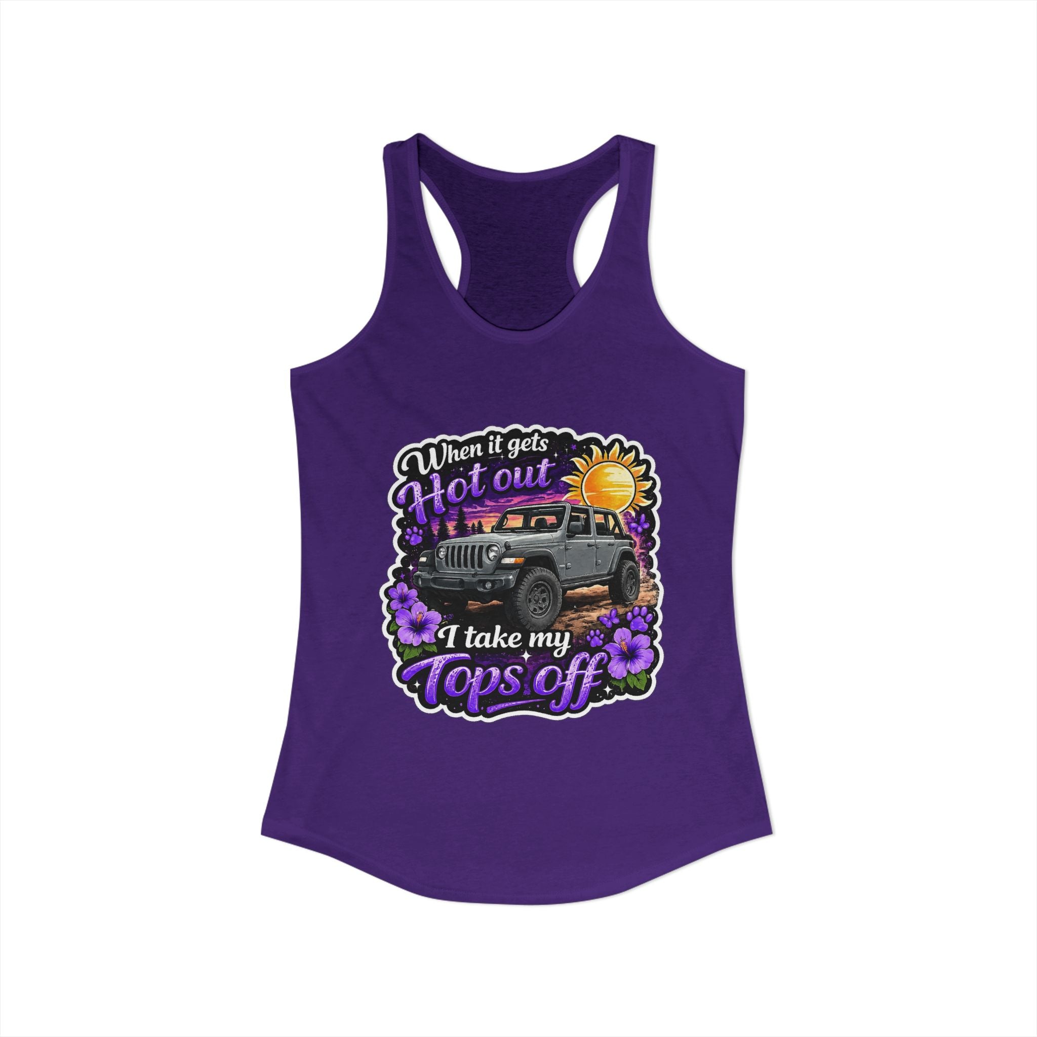 When It Gets Hot I Take My Tops Off (Purple) Women's Ideal Racerback Tank
