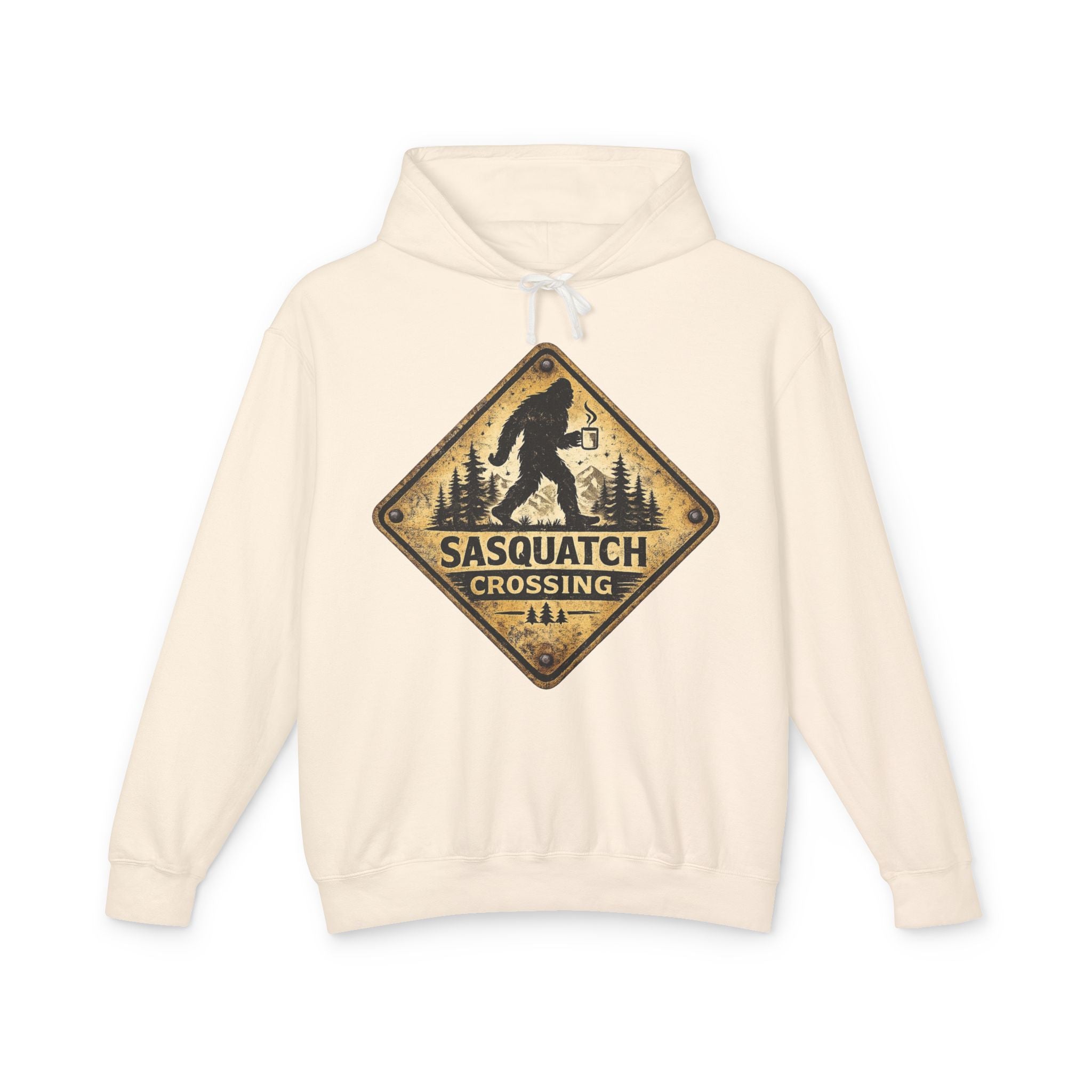 Sasquatch Crossing Hoodie – Vintage Bigfoot Forest Sign Sweatshirt