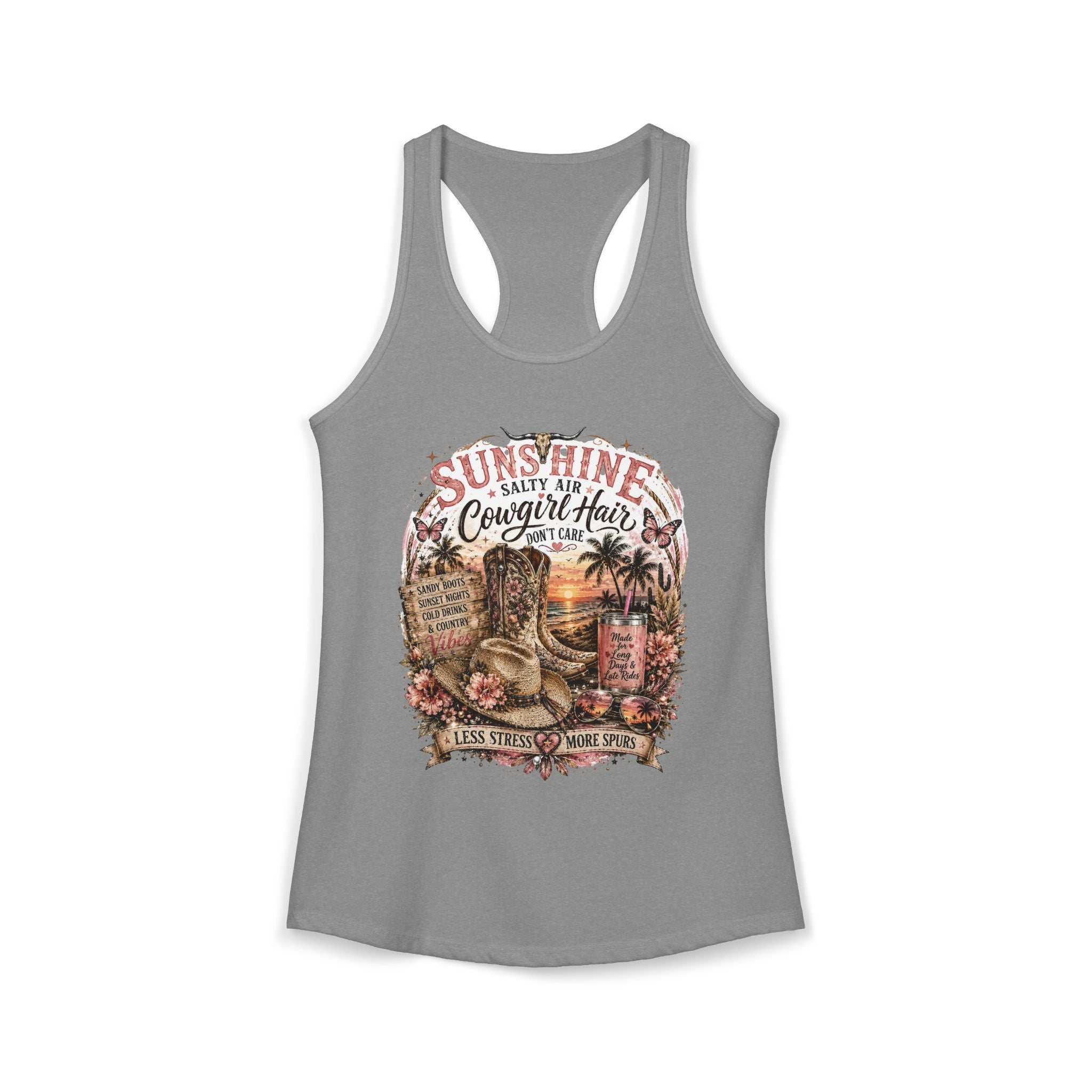 Sunshine Salty Air Cowgirl Hair Don't Care - Women's Ideal Racerback Tank