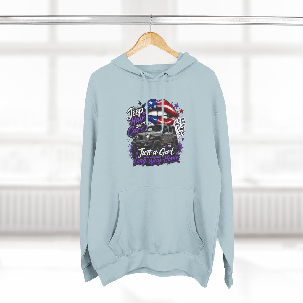 Patriotic 'Jeep Ain't Just a Girl Thing' – Graphic Fleece Pullover Jeep Driver Hoodie