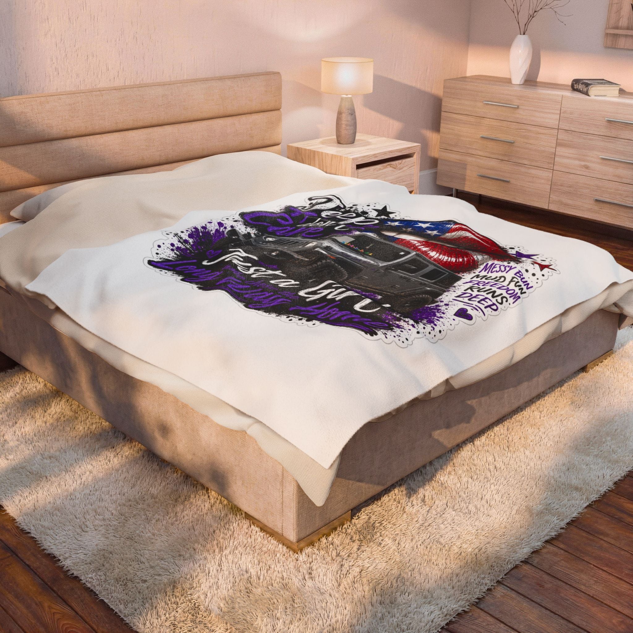 Just A Girl On A Long Way Home Jeep Velveteen Plush Blanket