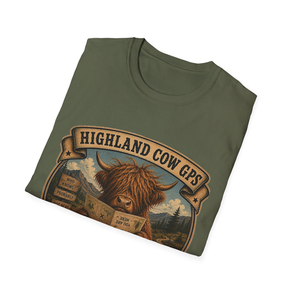 Highland Cow GPS Unisex Softstyle T-Shirt