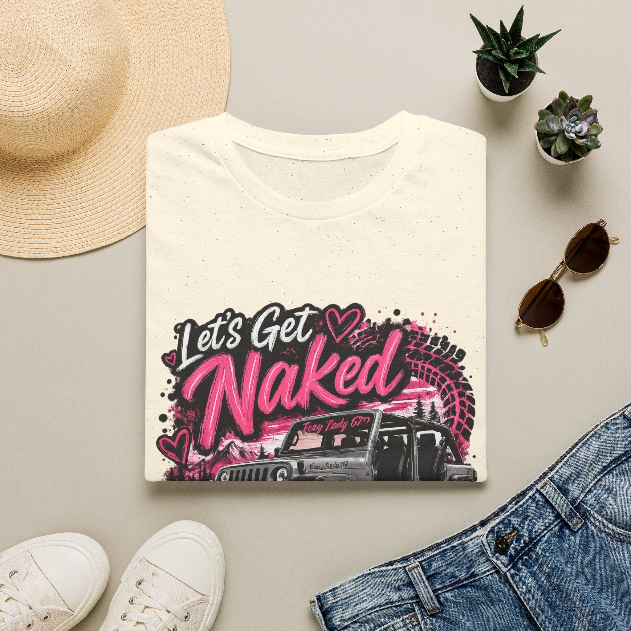 Jeep 'Let's Get Naked' Graphic T-Shirt — Funny Off-Roading Top