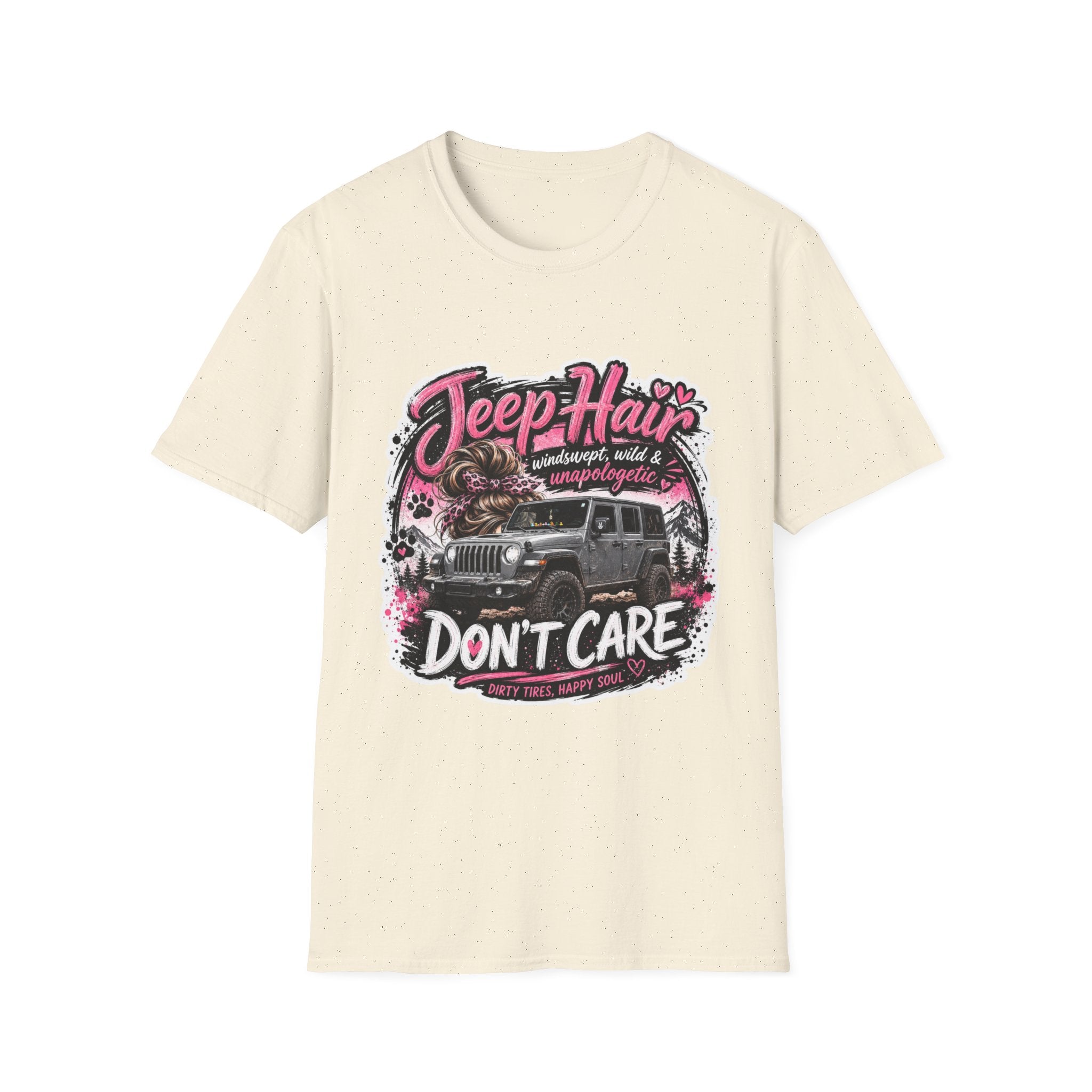 Jeep Hair Don't Care (Pink) Unisex Softstyle T-Shirt
