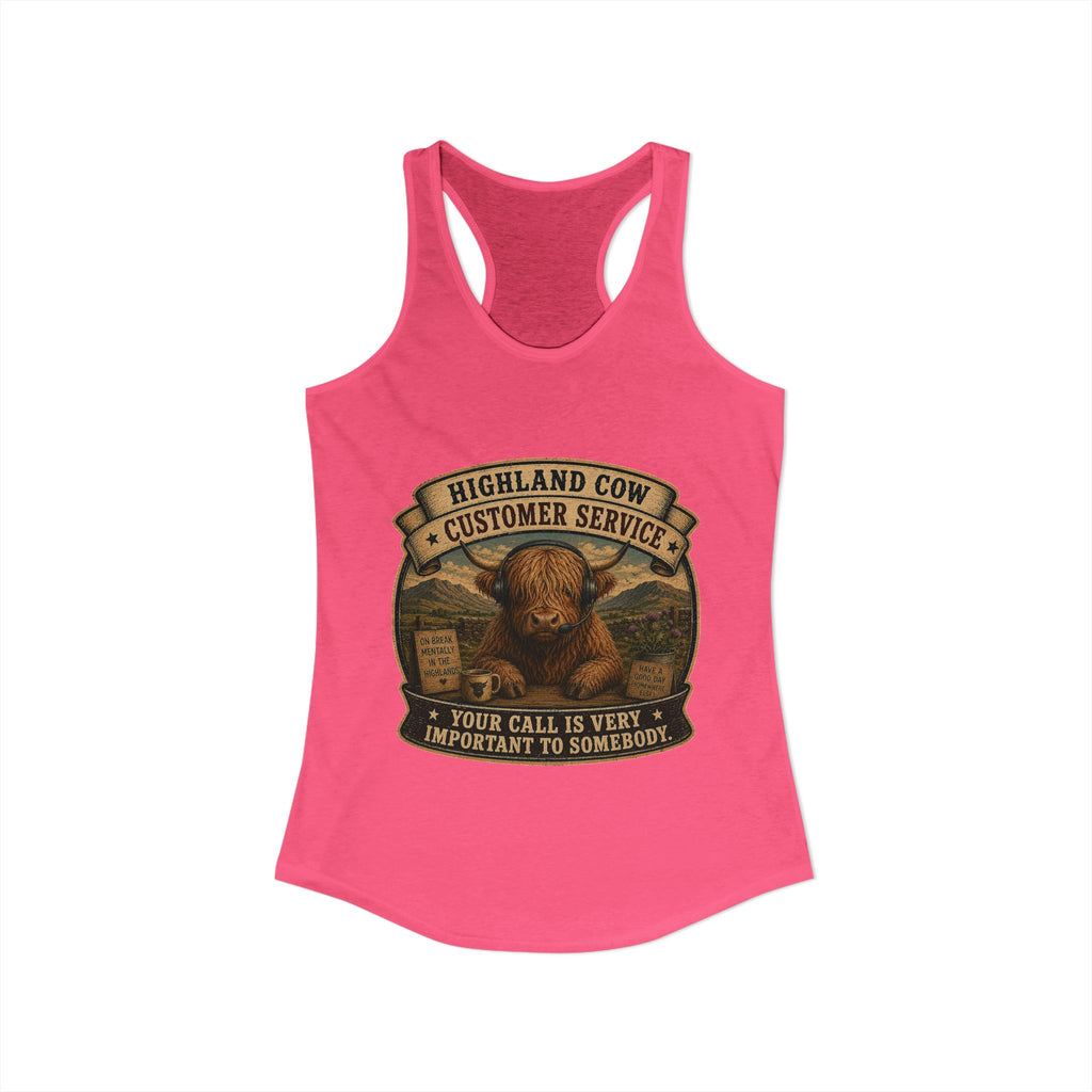 Highland Cow Customer Service Women's Ideal Racerback Tank