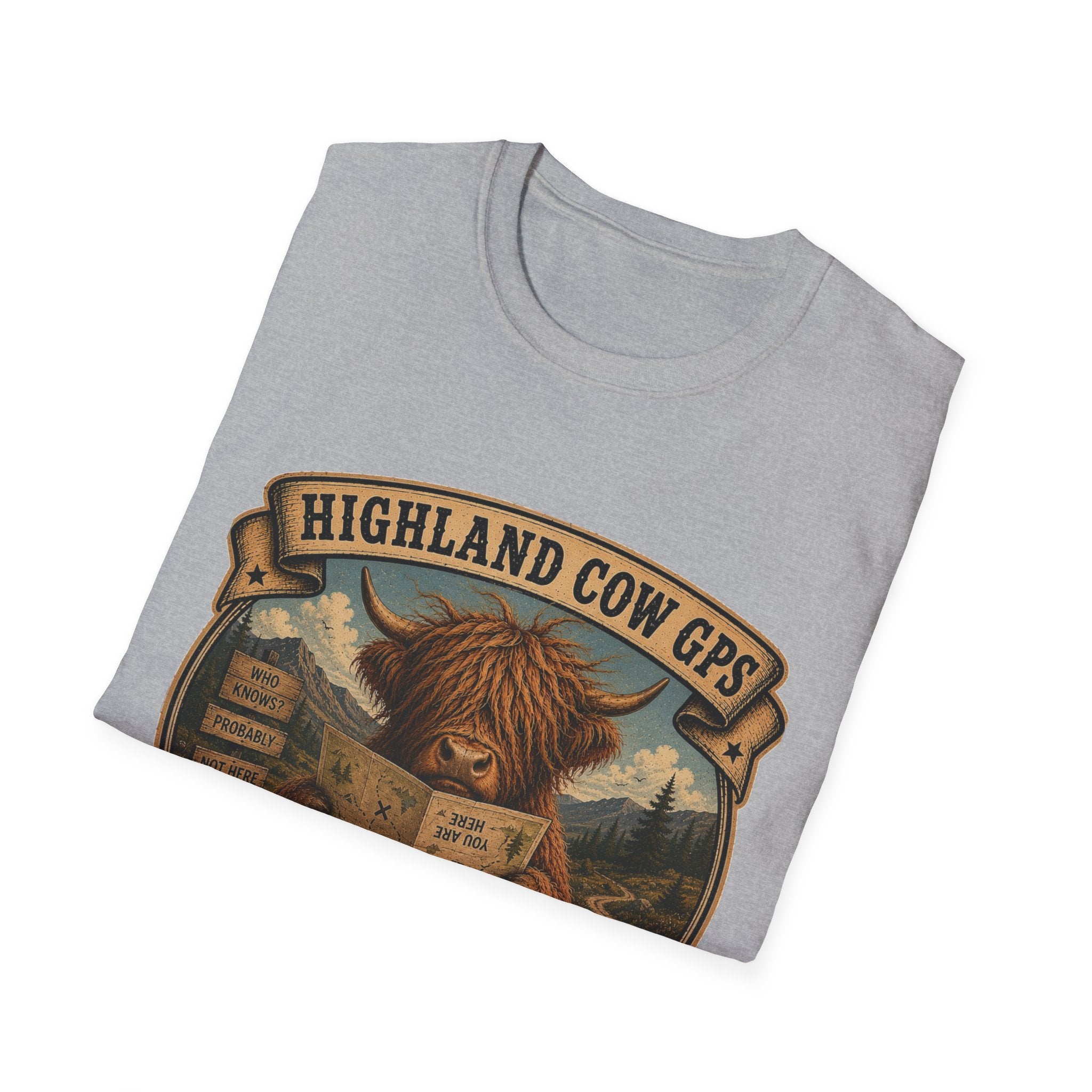 Highland Cow GPS Unisex Softstyle T-Shirt