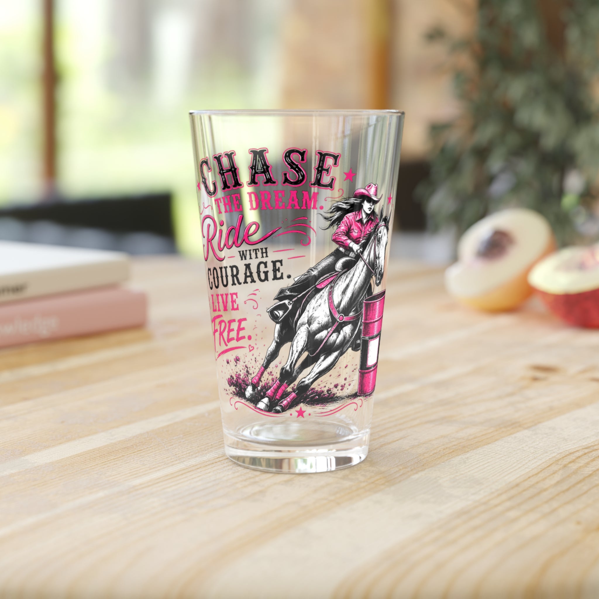 Chase the Dream Horse Pink Pint Glass, 16oz