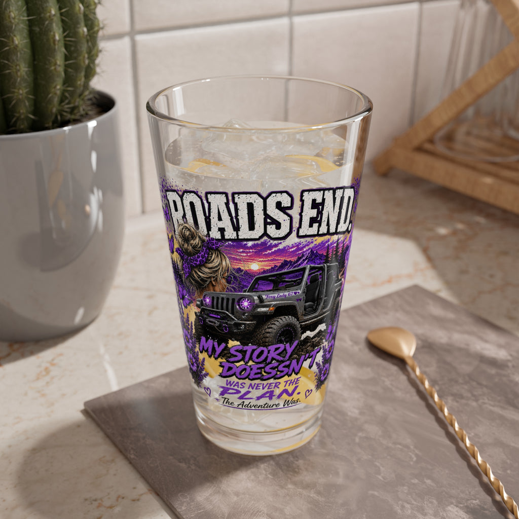 Roads End Adventure Mixing Glass — 16oz Jeep & Nature Graphic Pint Glass
