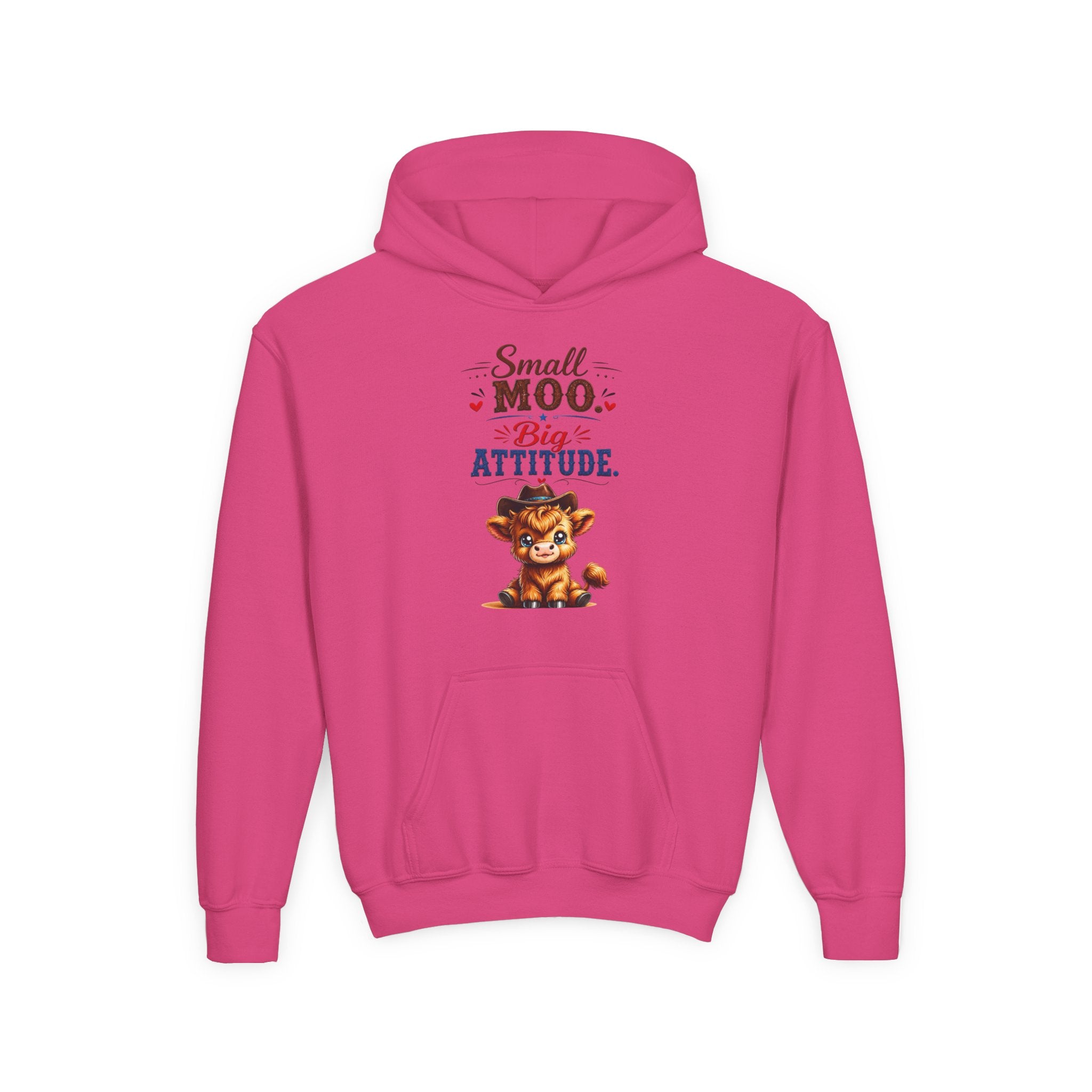 Small Moo Big Attitude Youth Heavy Blend Hooded Sweatshirt