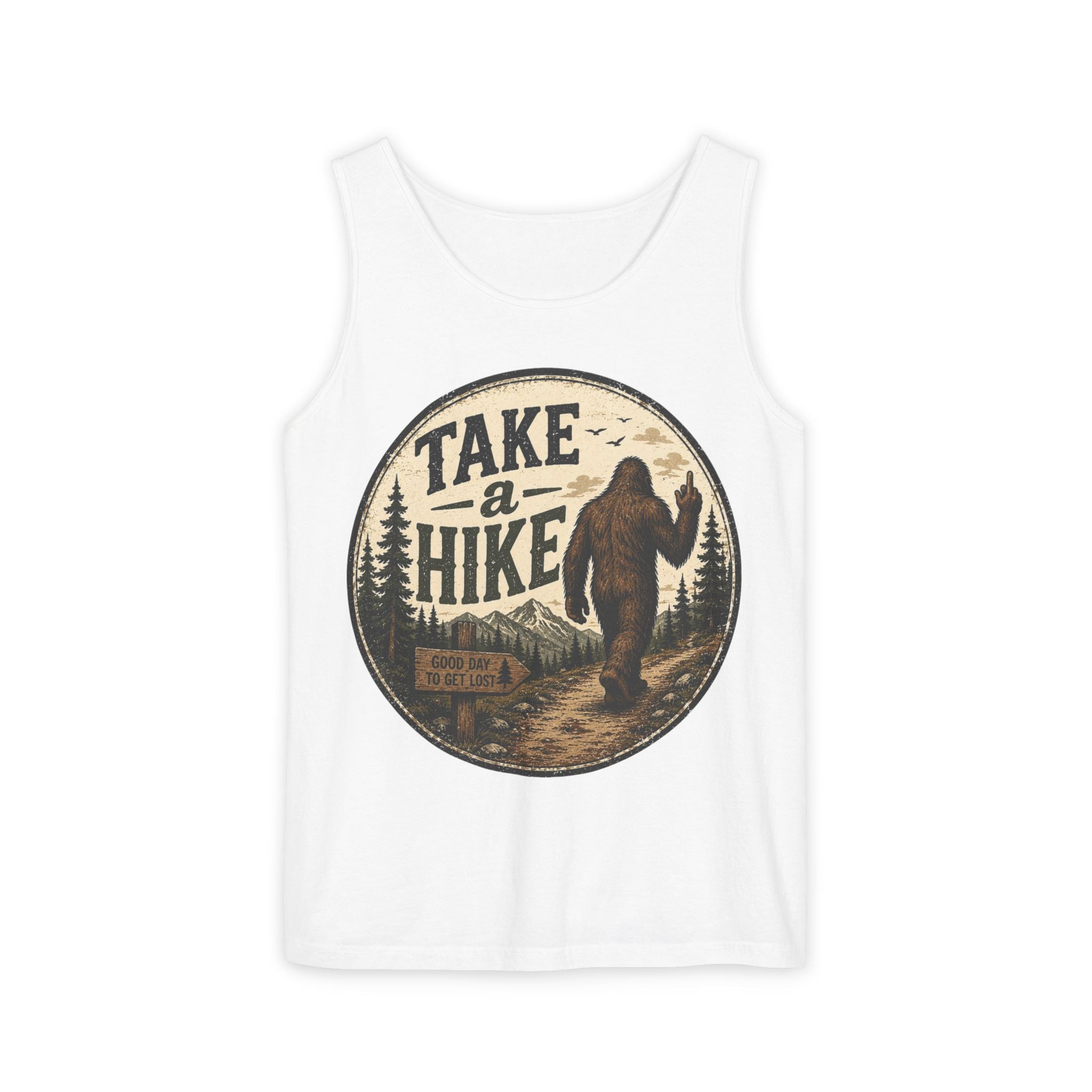 Take a Hike Tank Top — Vintage Bigfoot Hiking Graphic Tank