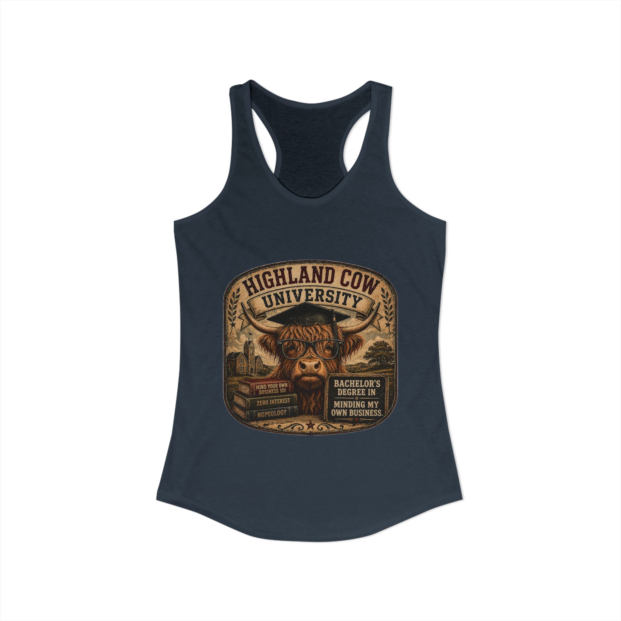 Highland Cow University Women's Ideal Racerback Tank