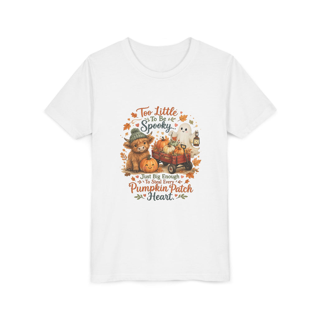 'Too Little to be Spooky, Just Big Enough to Have a Pumpkin Patch Heart' Halloween Fall Kids Shirt — Youth Tee