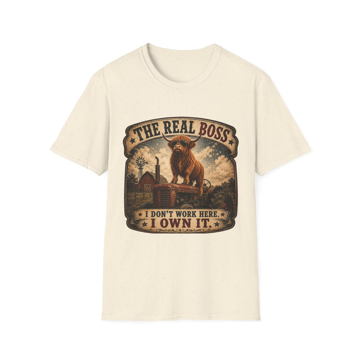 The Real Boss Highland Cow Unisex Softstyle T-Shirt
