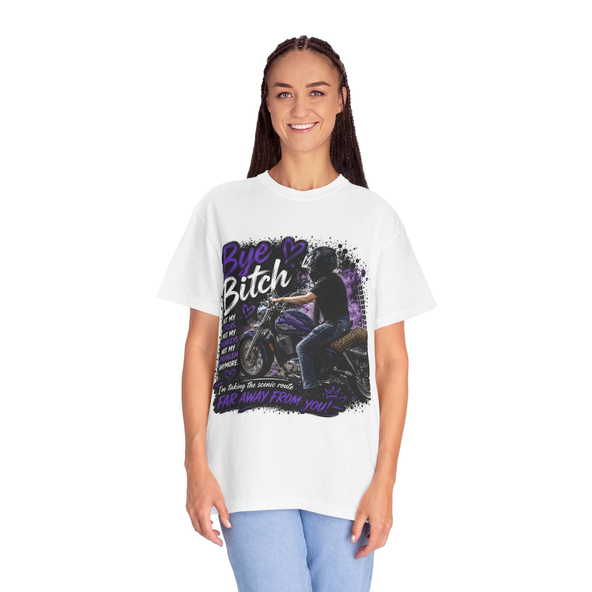 Bye Bitch Motorcycle T-Shirt — Biker Rider Tee with 'Far Away From You' Graphic