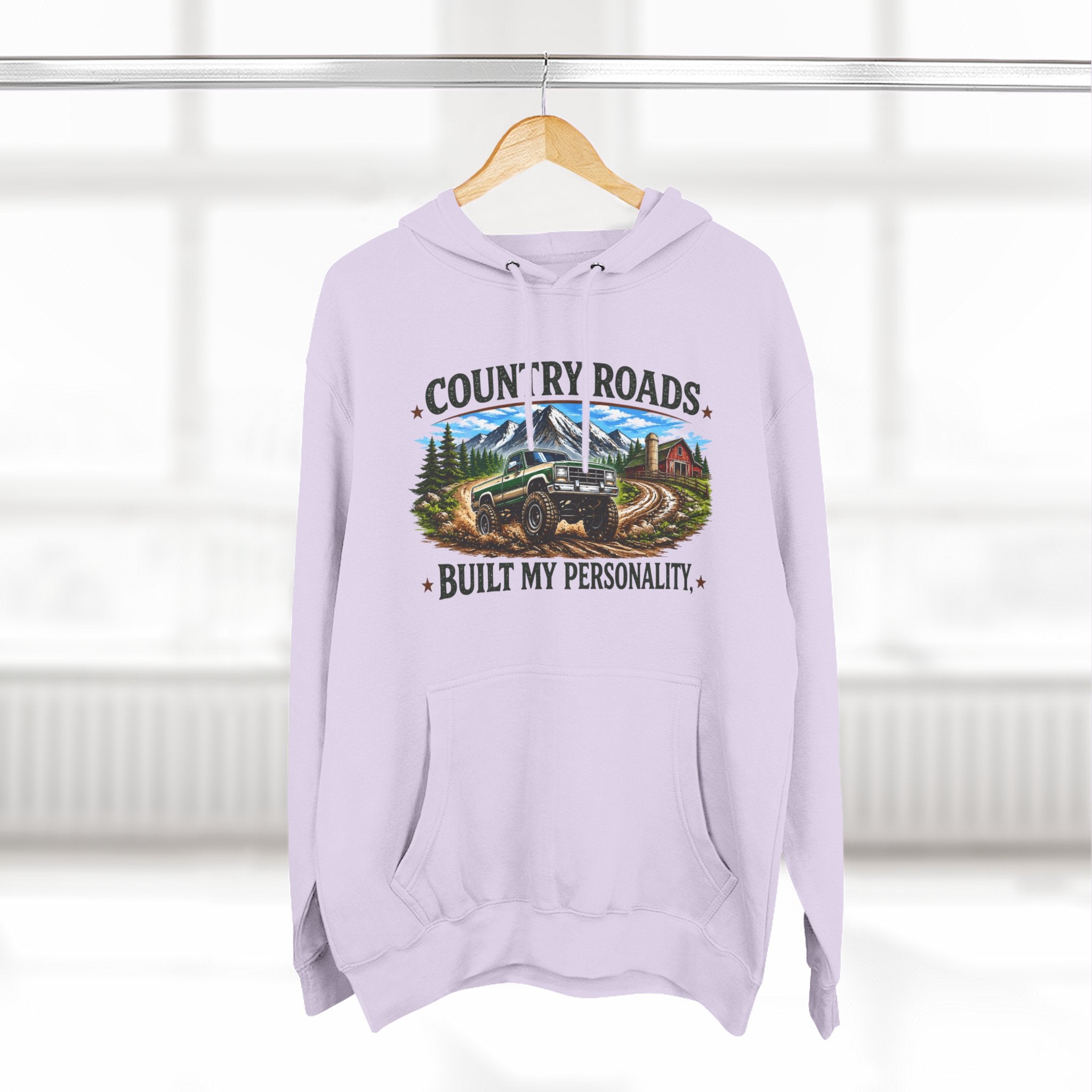 Country Roads Hoodie — "Country Roads Built My Personality" Graphic Hoodie