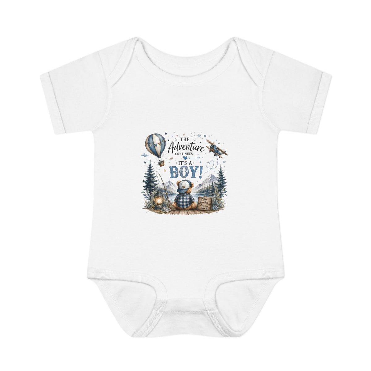 "The Adventure Begins, Little Boy!" Woodland Plane Design — Adventure Awaits Baby Bodysuit