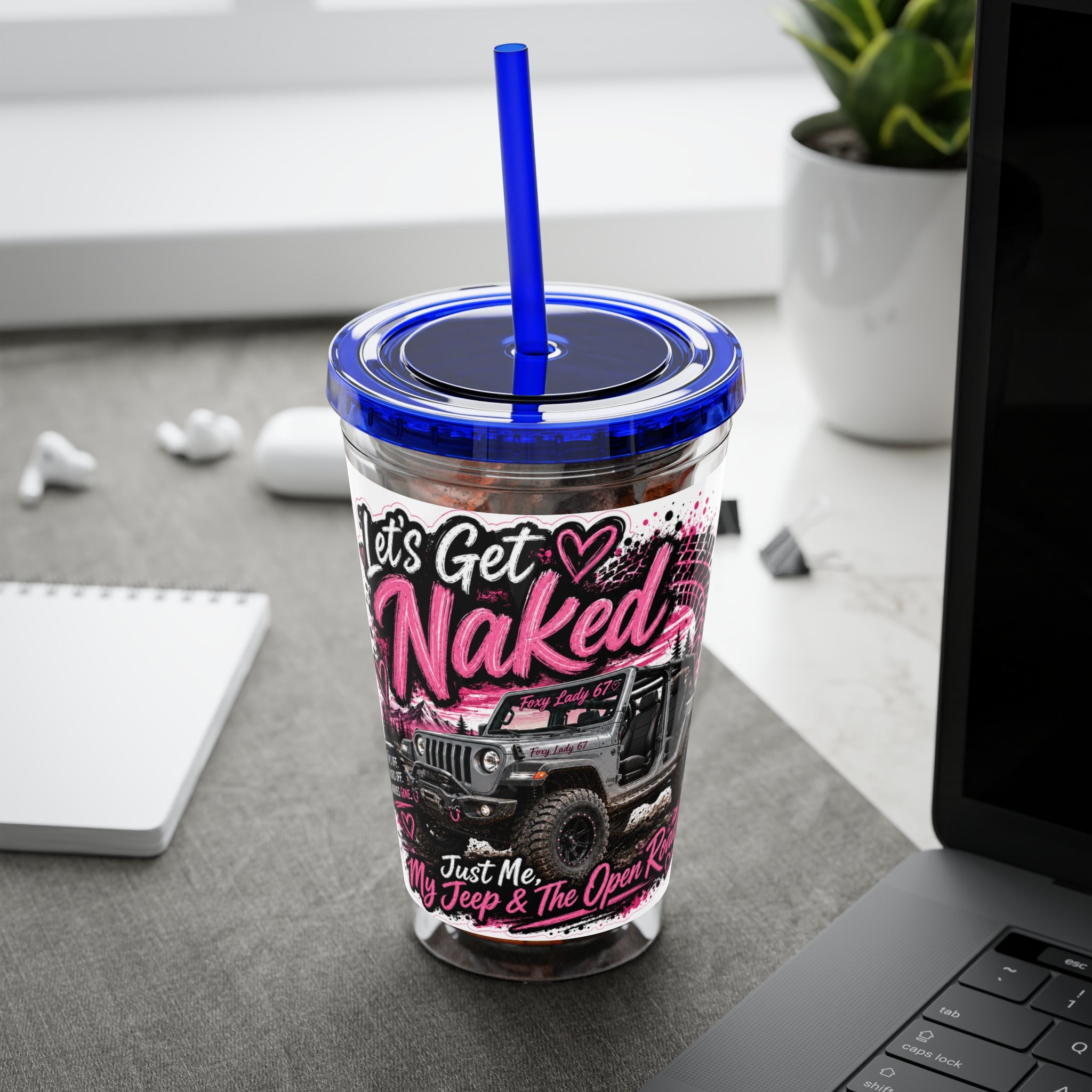 “Let’s Get Naked” Jeep Off‑Road — Straw Cup 16oz Tumbler