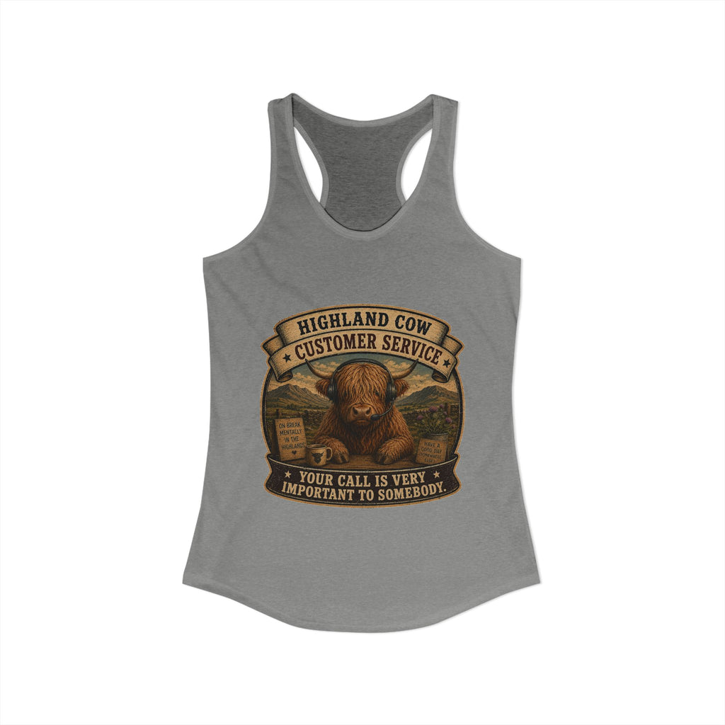 Highland Cow Customer Service Women's Ideal Racerback Tank