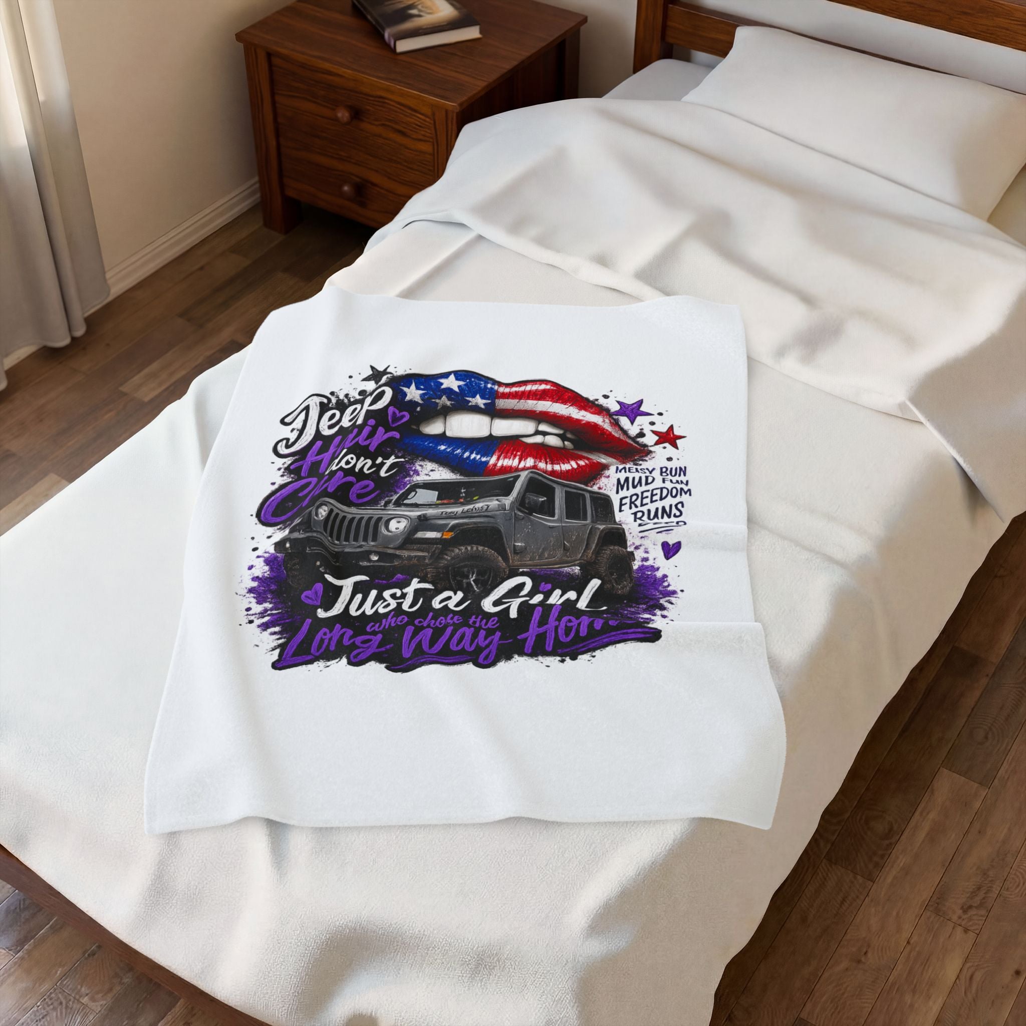 Just A Girl On A Long Way Home Jeep Velveteen Plush Blanket