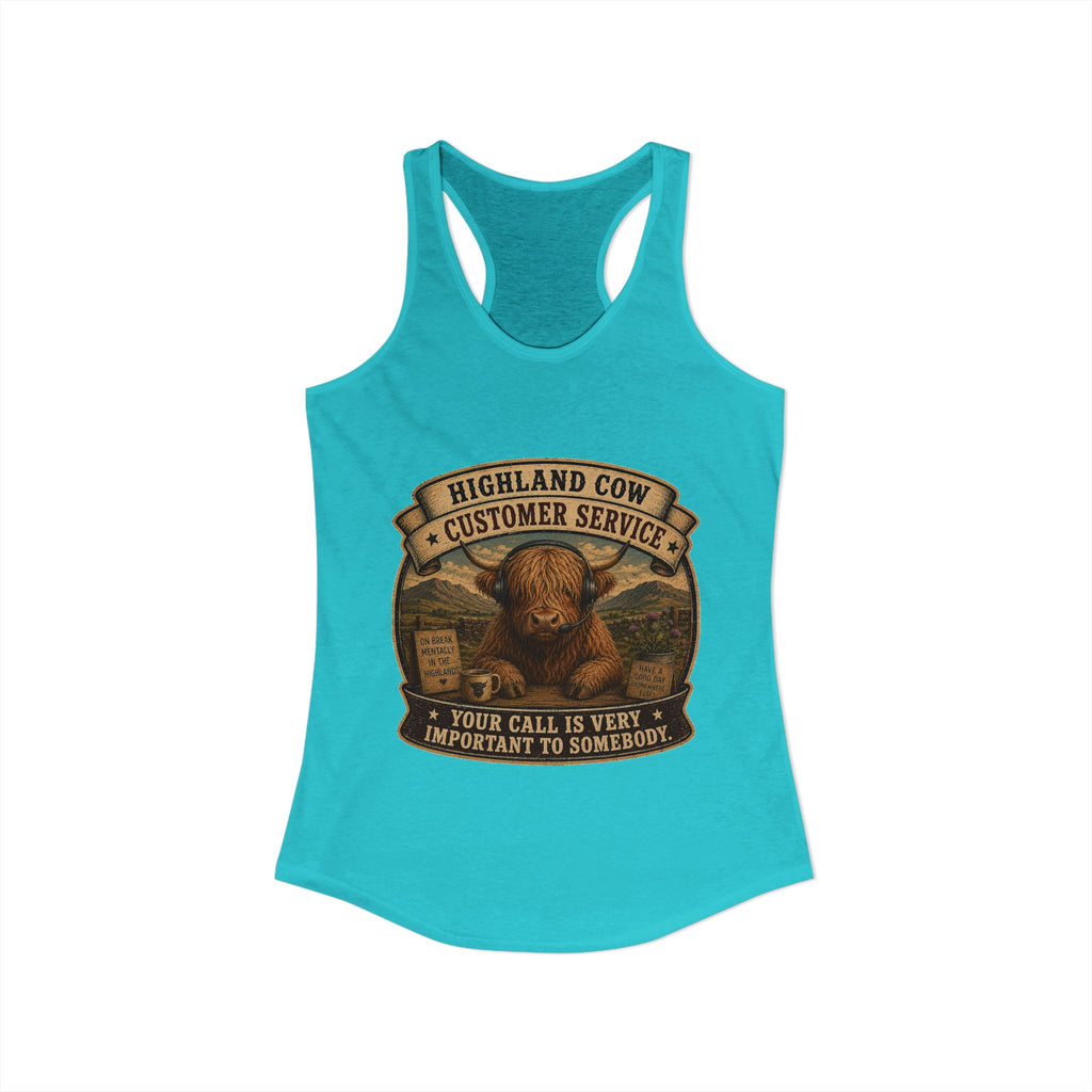 Highland Cow Customer Service Women's Ideal Racerback Tank
