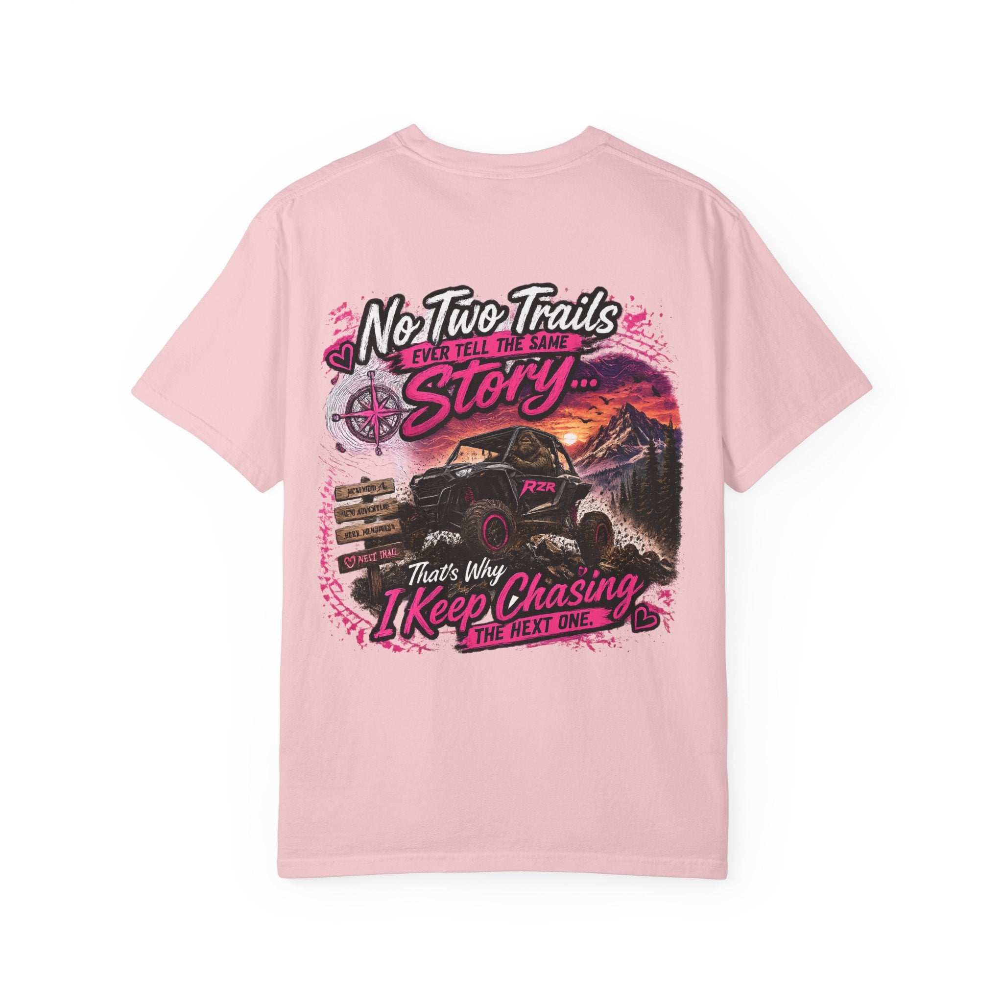 Off-Road Adventure T-Shirt — “No Two Trails Ever Tell the Same Story” Mountain Jeep Graphic