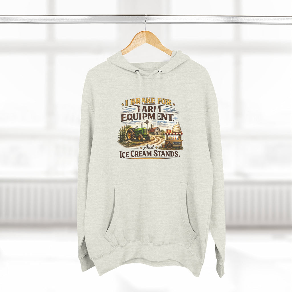 Farm Equipment & Ice Cream Stands Hoodie - Vintage Country Farming Graphic Hoodie