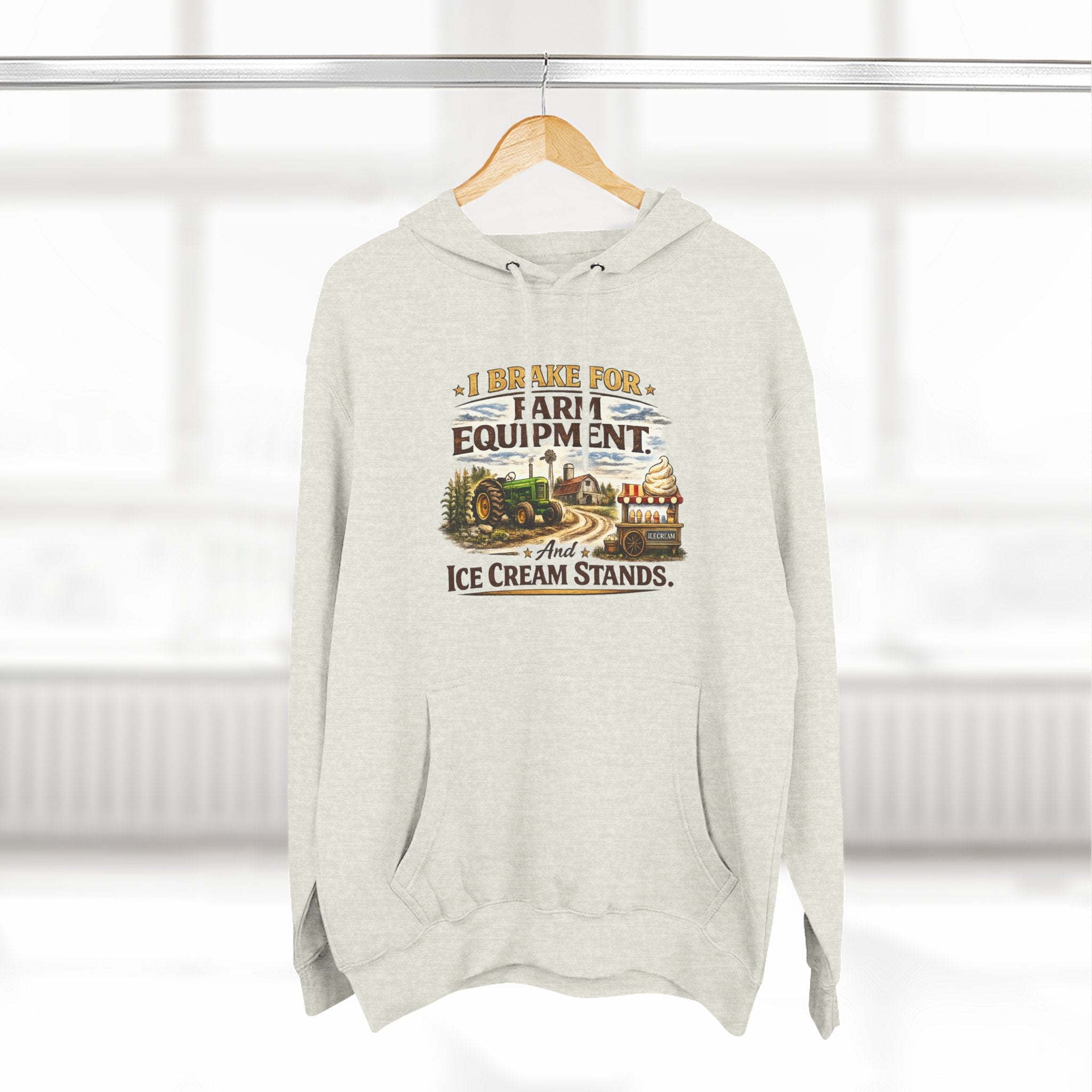Farm Equipment & Ice Cream Stands Hoodie - Vintage Country Farming Graphic Hoodie