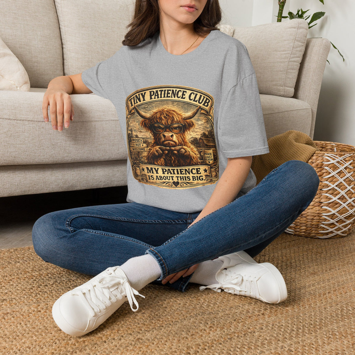 Tiny Patience Club Highland Cow Unisex Softstyle T-Shirt