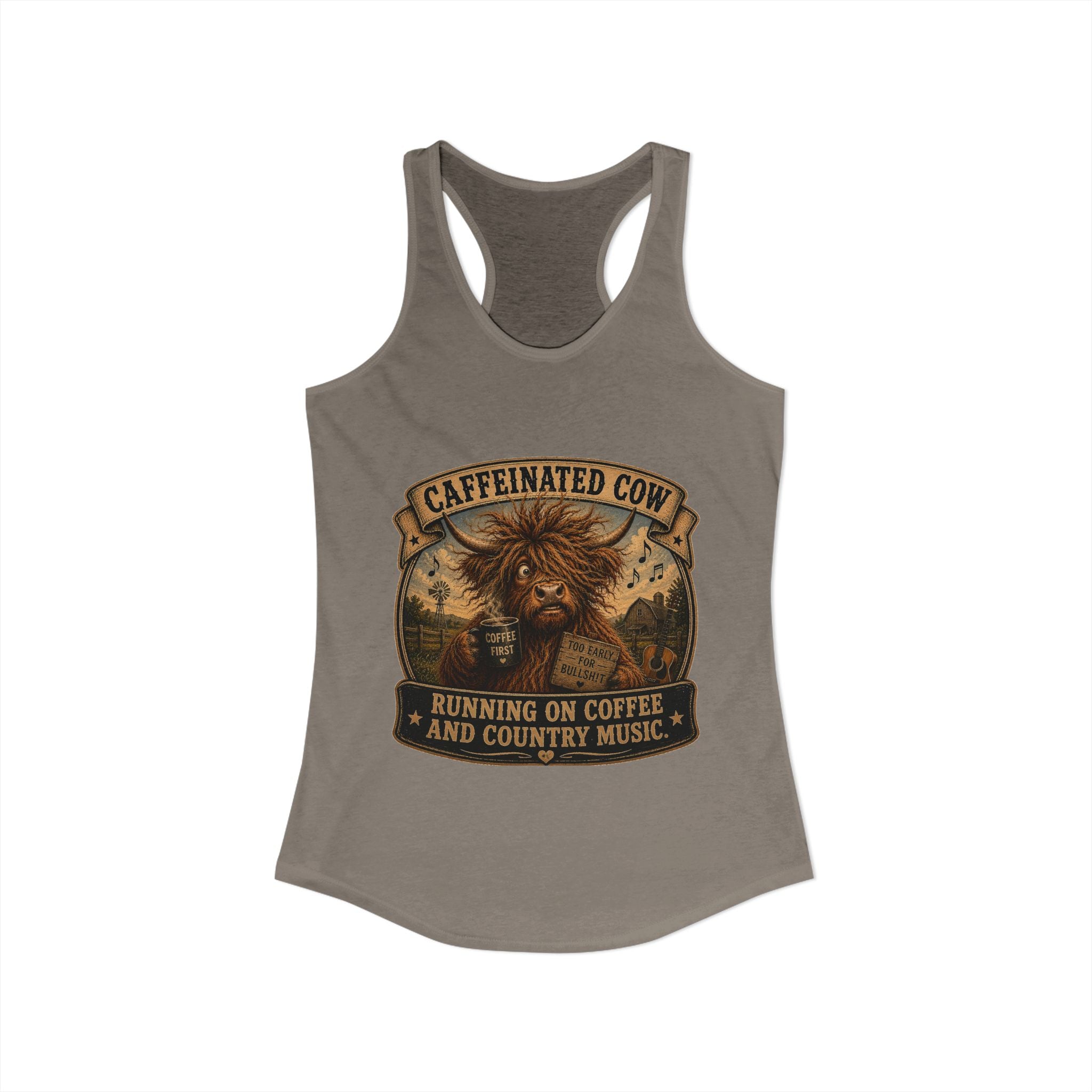 Caffeinated Cow Women's Ideal Racerback Tank