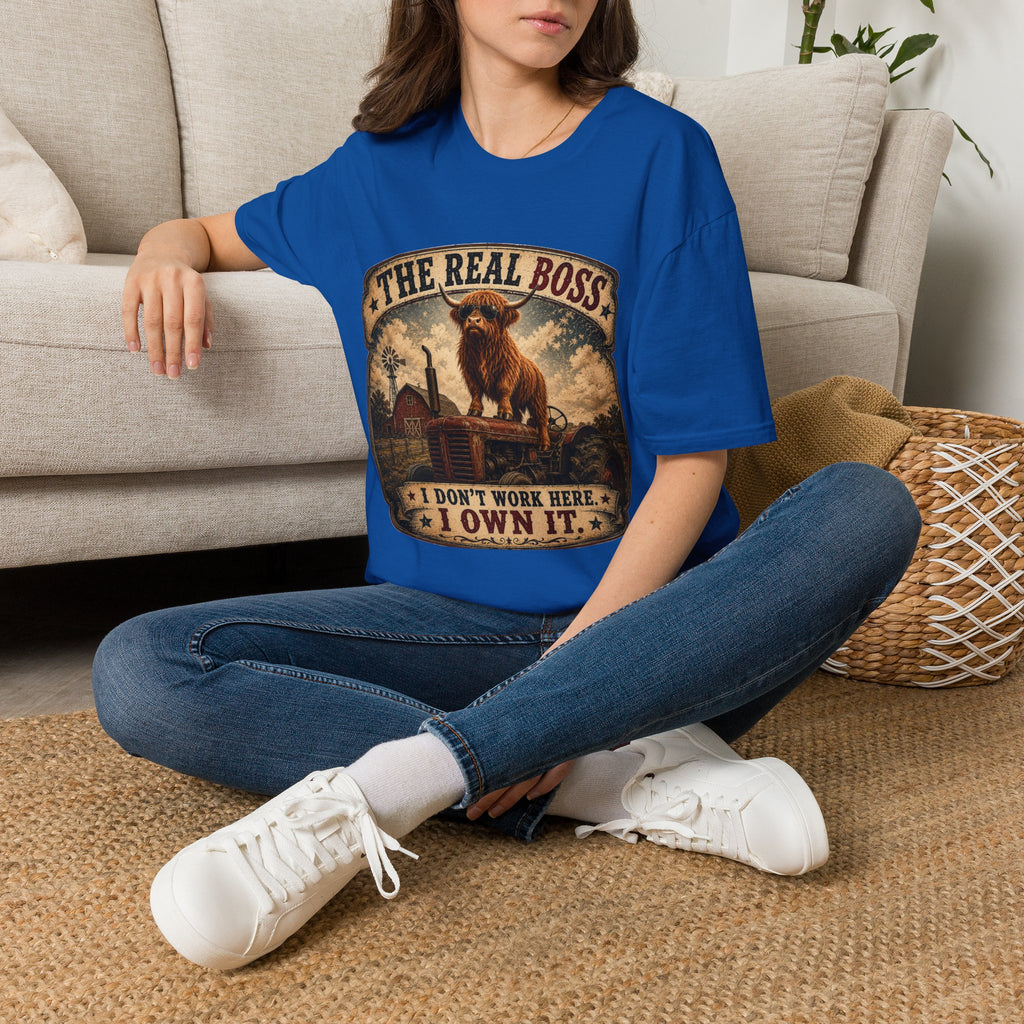 The Real Boss Highland Cow Unisex Softstyle T-Shirt
