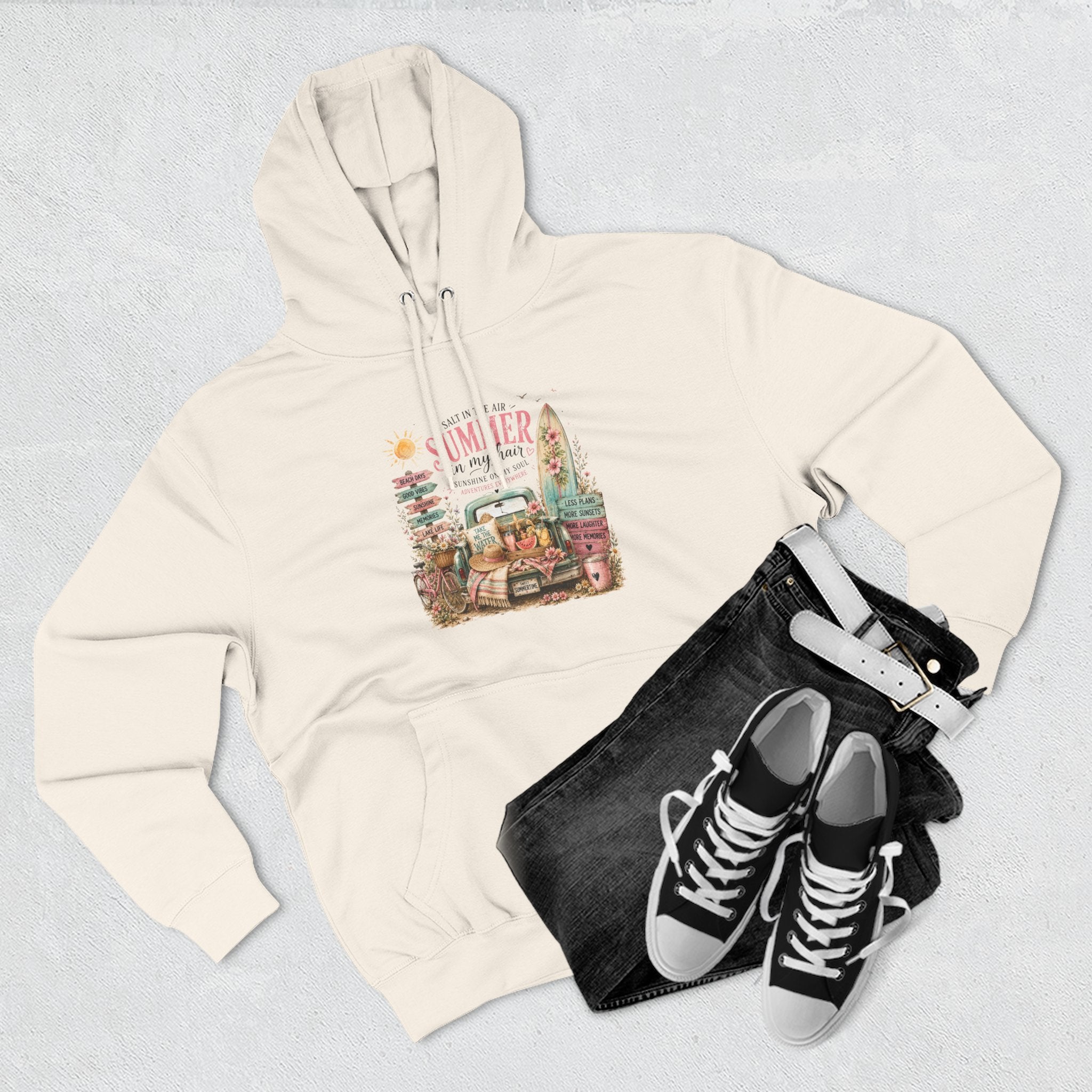 Salt in the Air Summer In my Hair - Women's Pull Over Hoodie