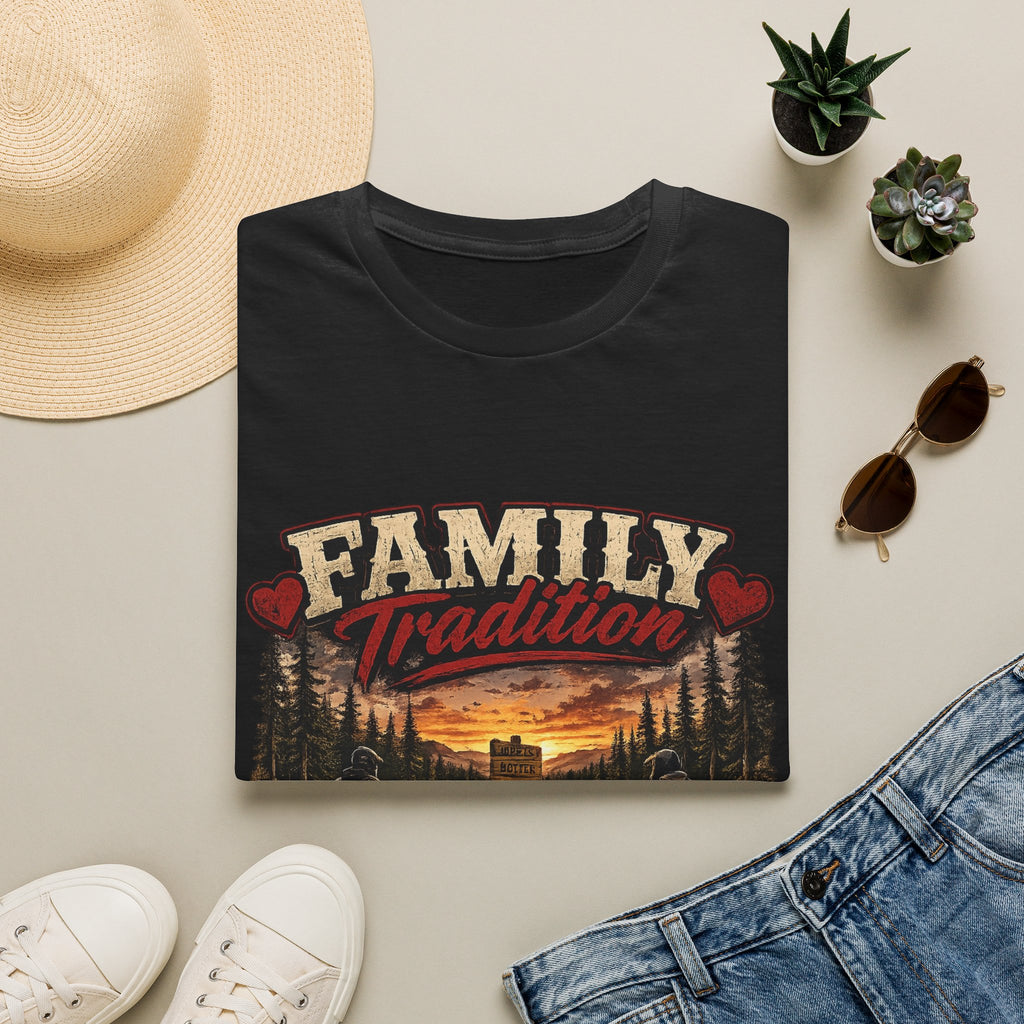 Family Tradition T-Shirt — 'Some Families We Gather Around A Table, We Gather Around A Trailhead' Outdoor Camping Tee