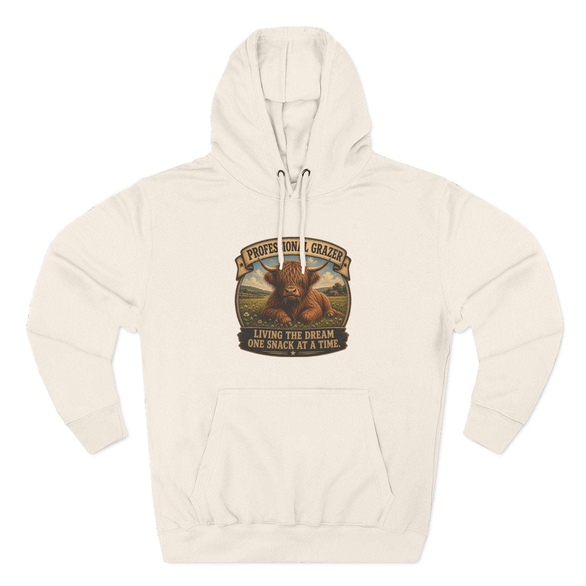 Professional Grazer Highland Cow Three-Panel Fleece Hoodie